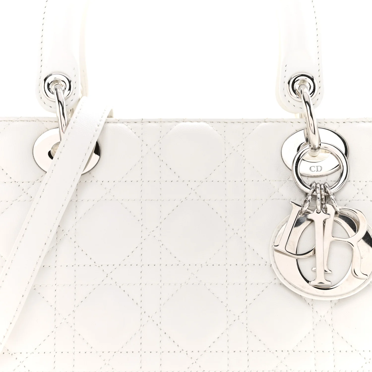 Lambskin Cannage Medium Lady Dior White - Image 8