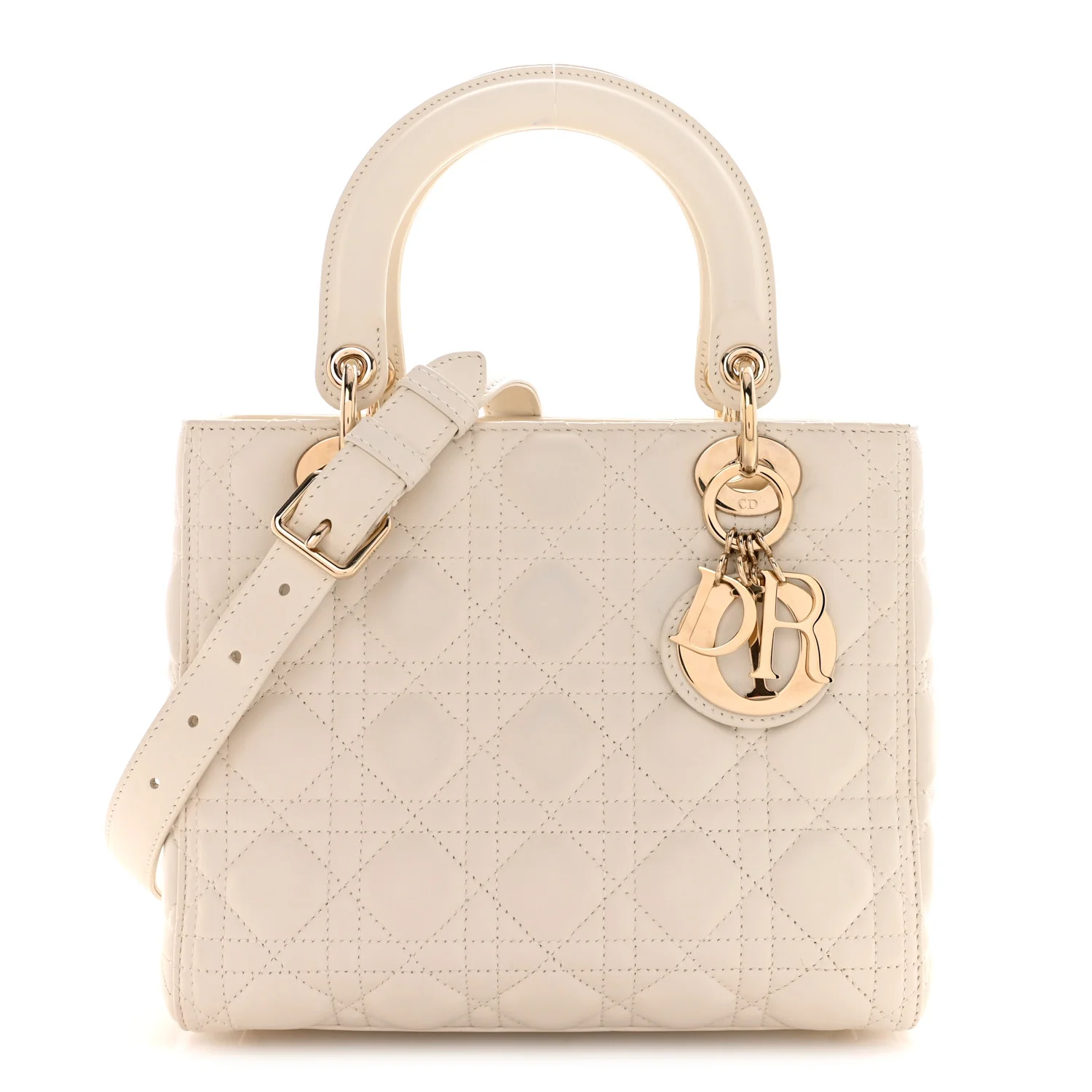 Lambskin Cannage Medium Lady Dior White