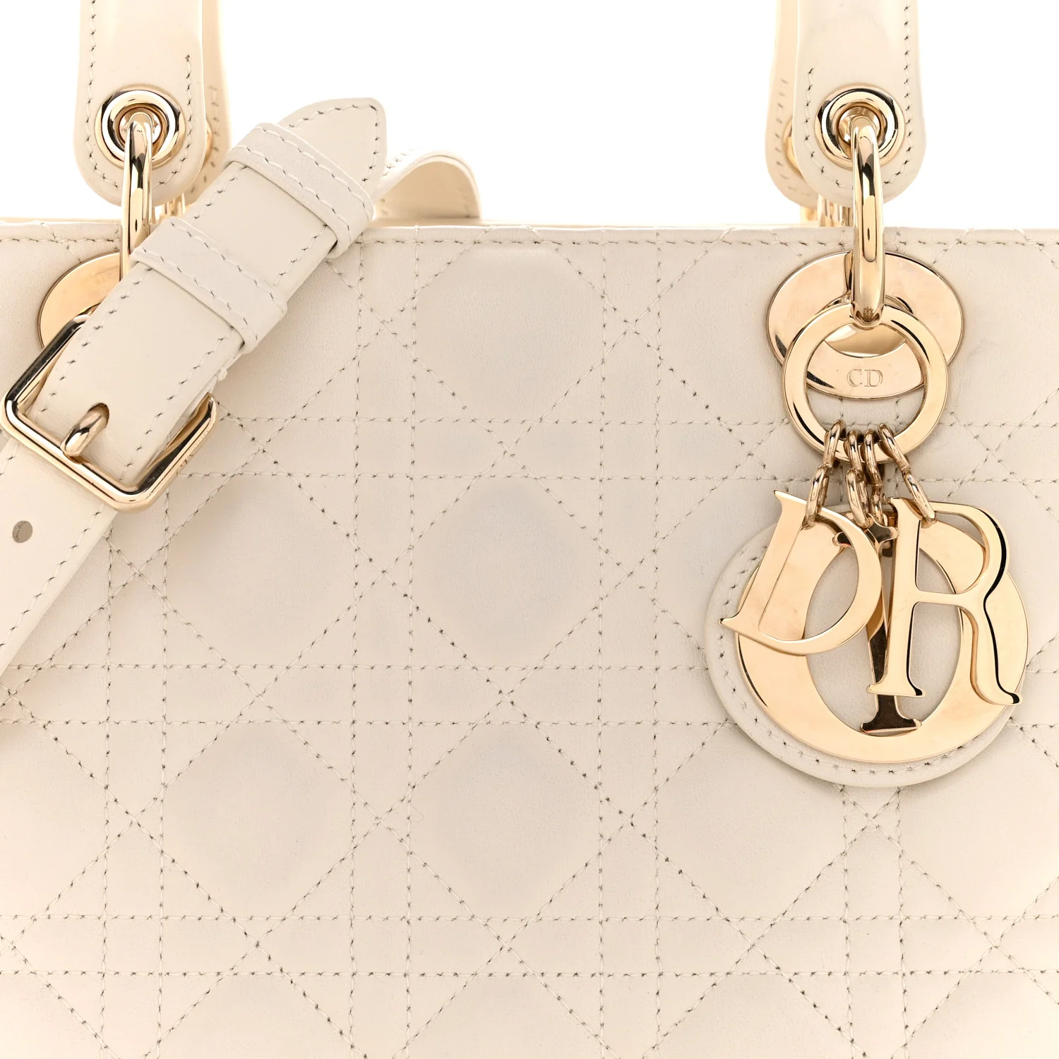 Lambskin Cannage Medium Lady Dior White - Image 8