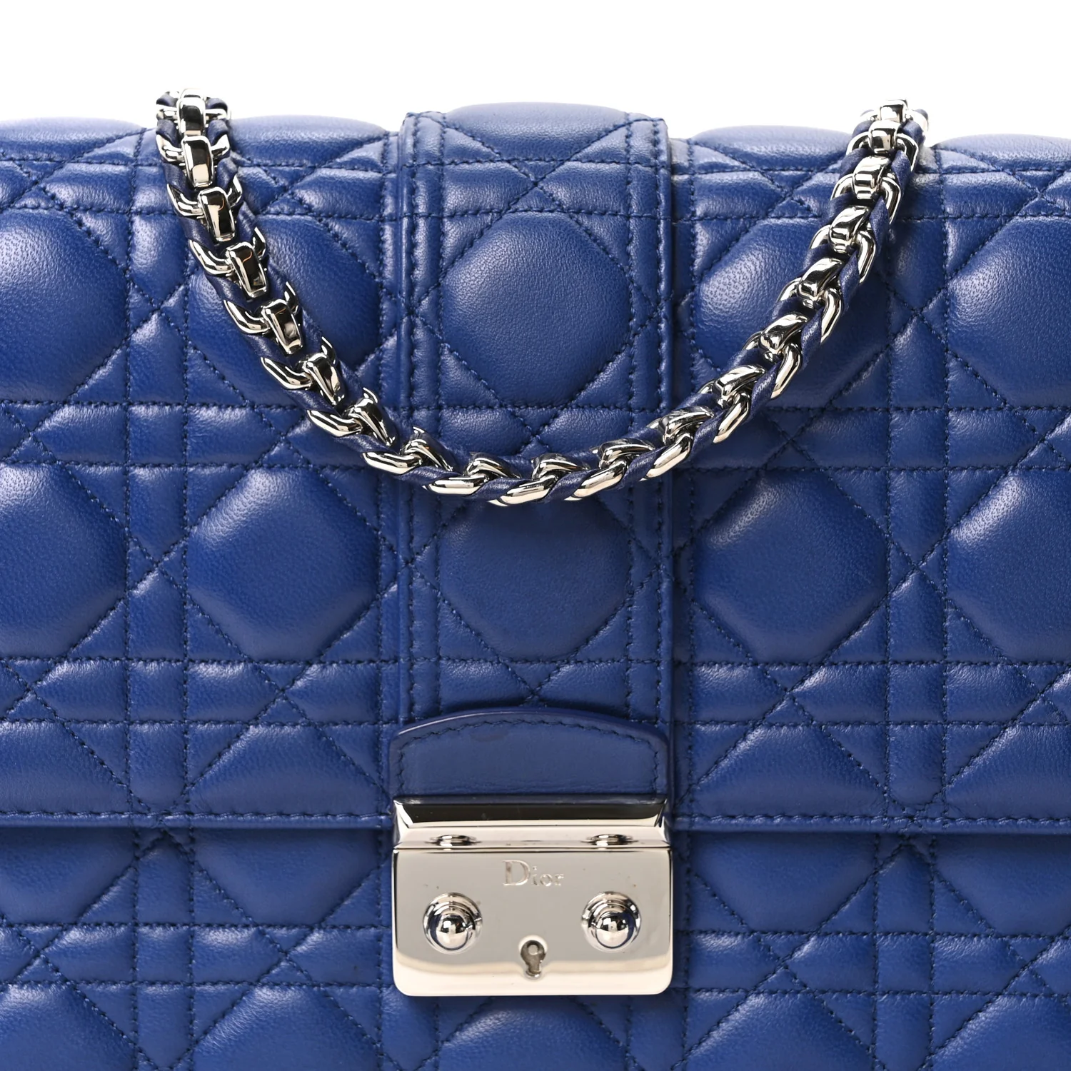 Lambskin Cannage Medium Miss Dior Flap Blue - Image 8