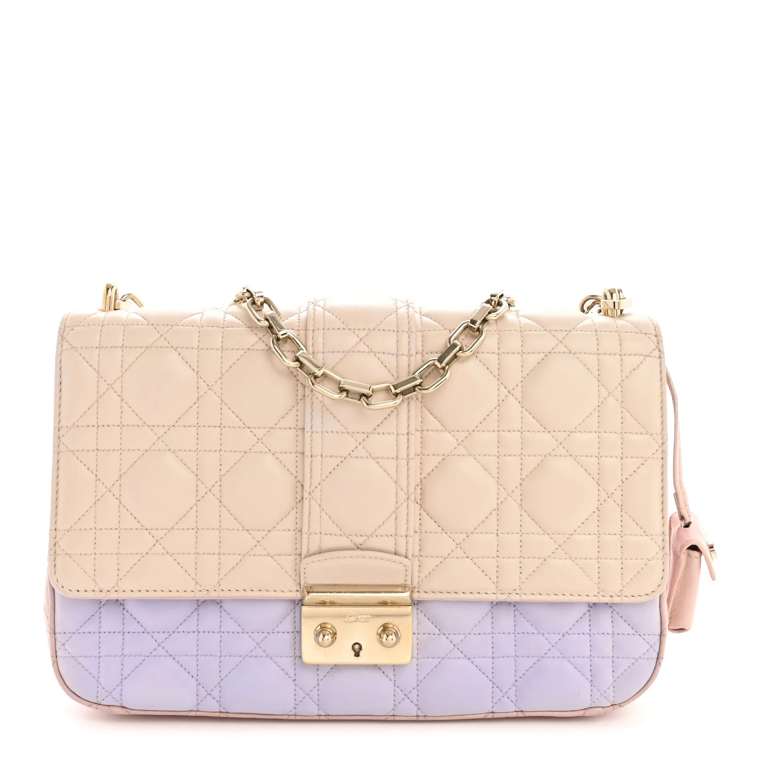 Lambskin Cannage Medium Miss Dior Flap Purple Beige