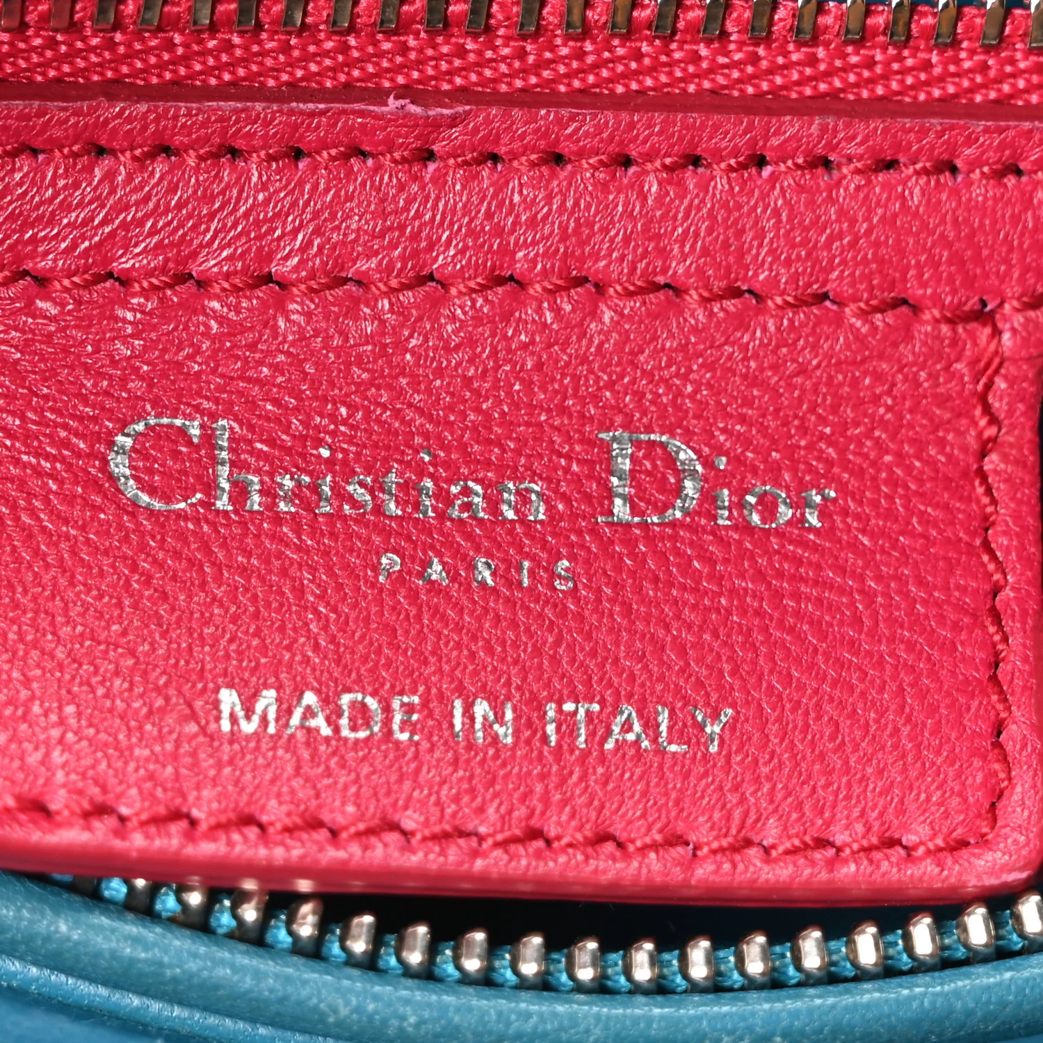 Lambskin Cannage Medium Tri-Color Lady Dior Sapphire Fuchsia Turquoise - Image 6