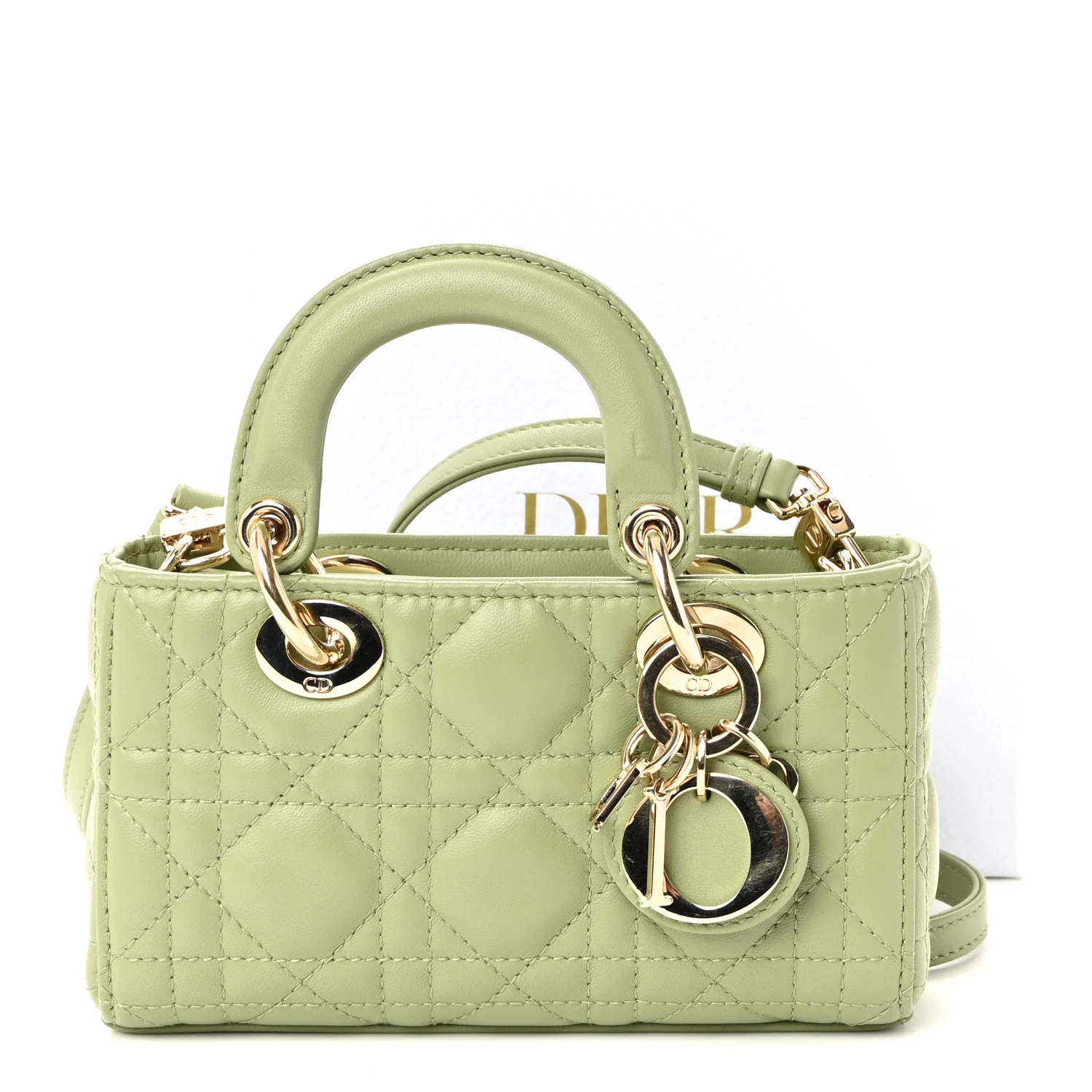 Lambskin Cannage Micro Lady D-Joy Ethereal Green - Image 11