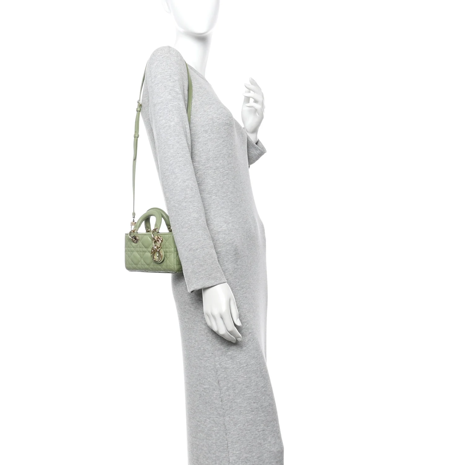 Lambskin Cannage Micro Lady D-Joy Ethereal Green - Image 2