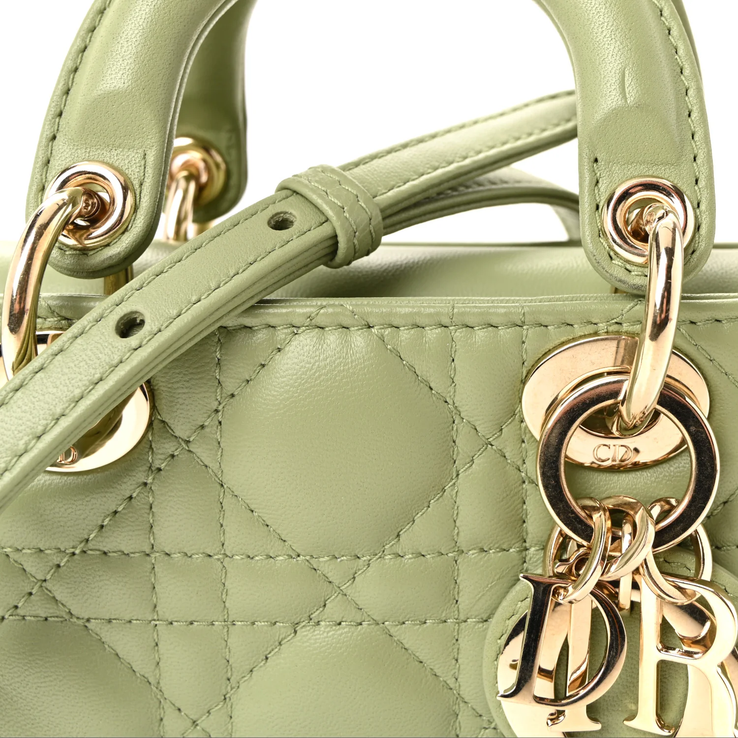 Lambskin Cannage Micro Lady D-Joy Ethereal Green - Image 8