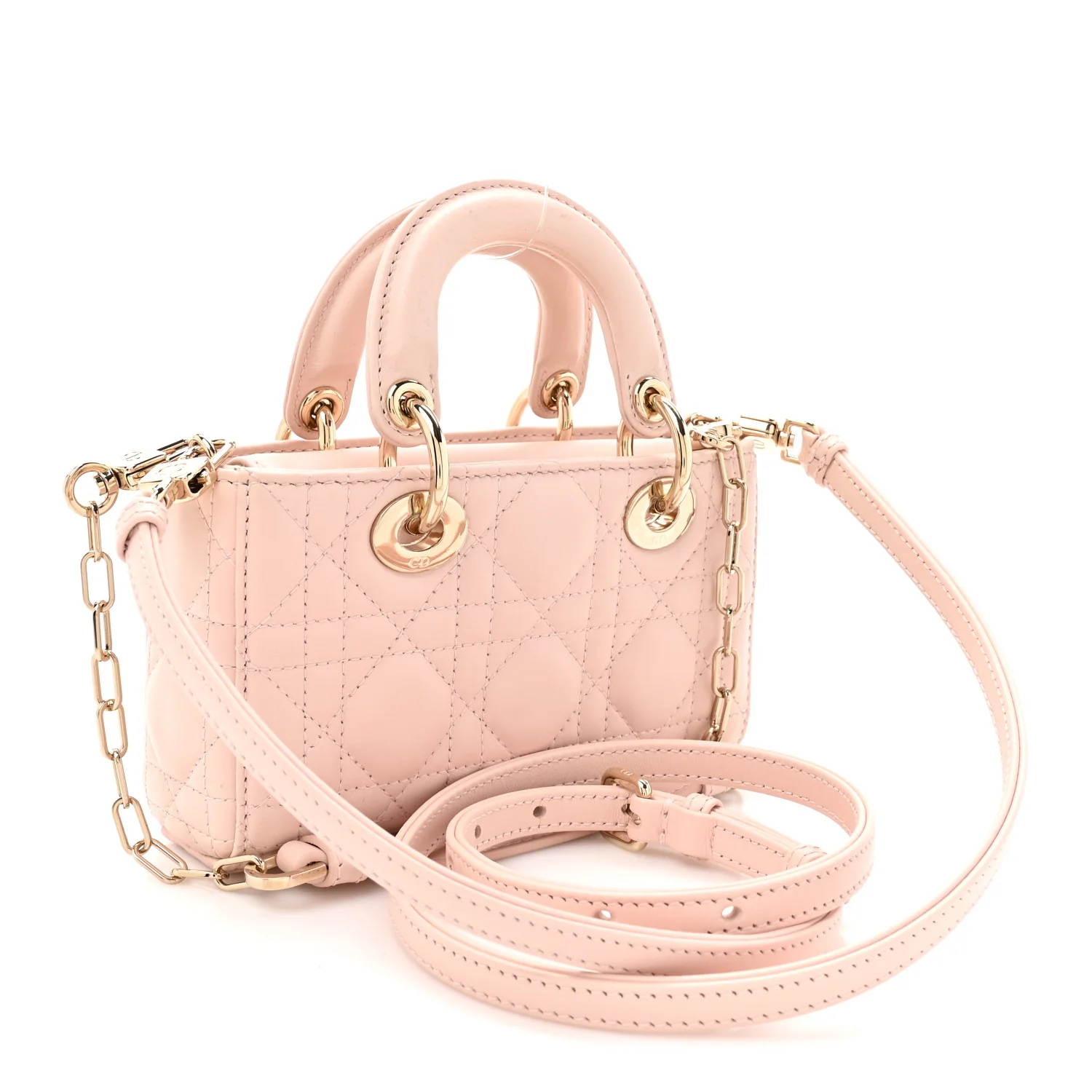 Lambskin Cannage Micro Lady D-Joy Powder Pink - Image 3