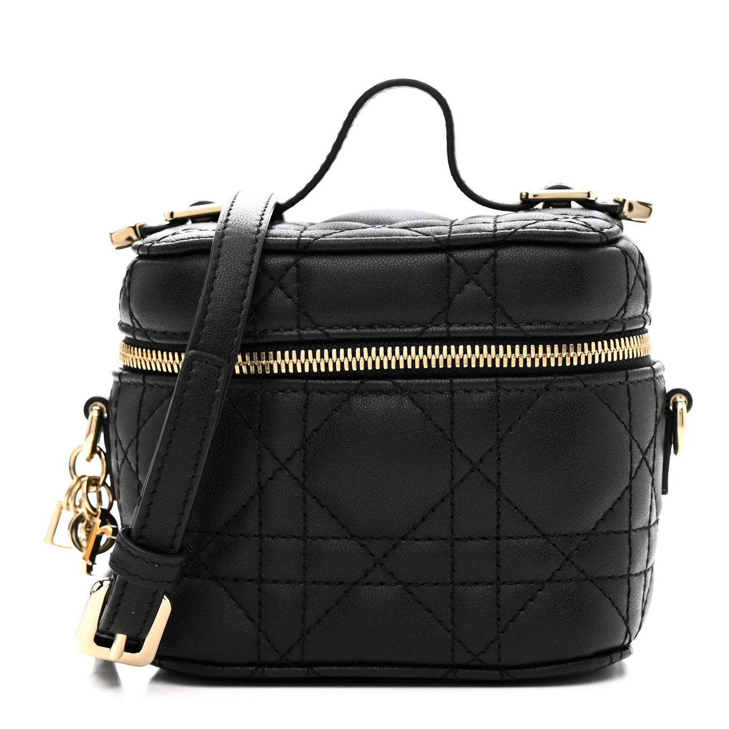 Lambskin Cannage Micro Lady Dior Vanity Case Black