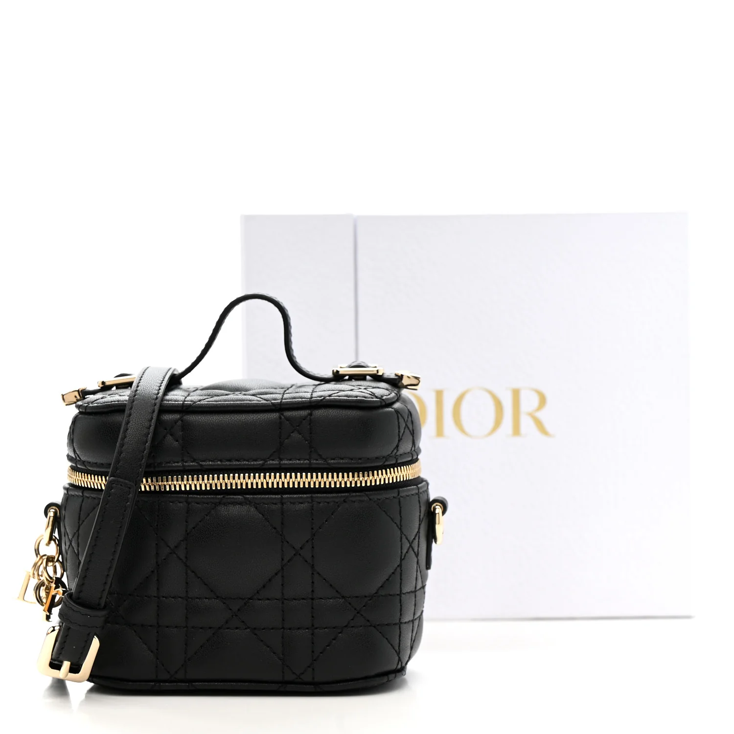 Lambskin Cannage Micro Lady Dior Vanity Case Black - Image 12