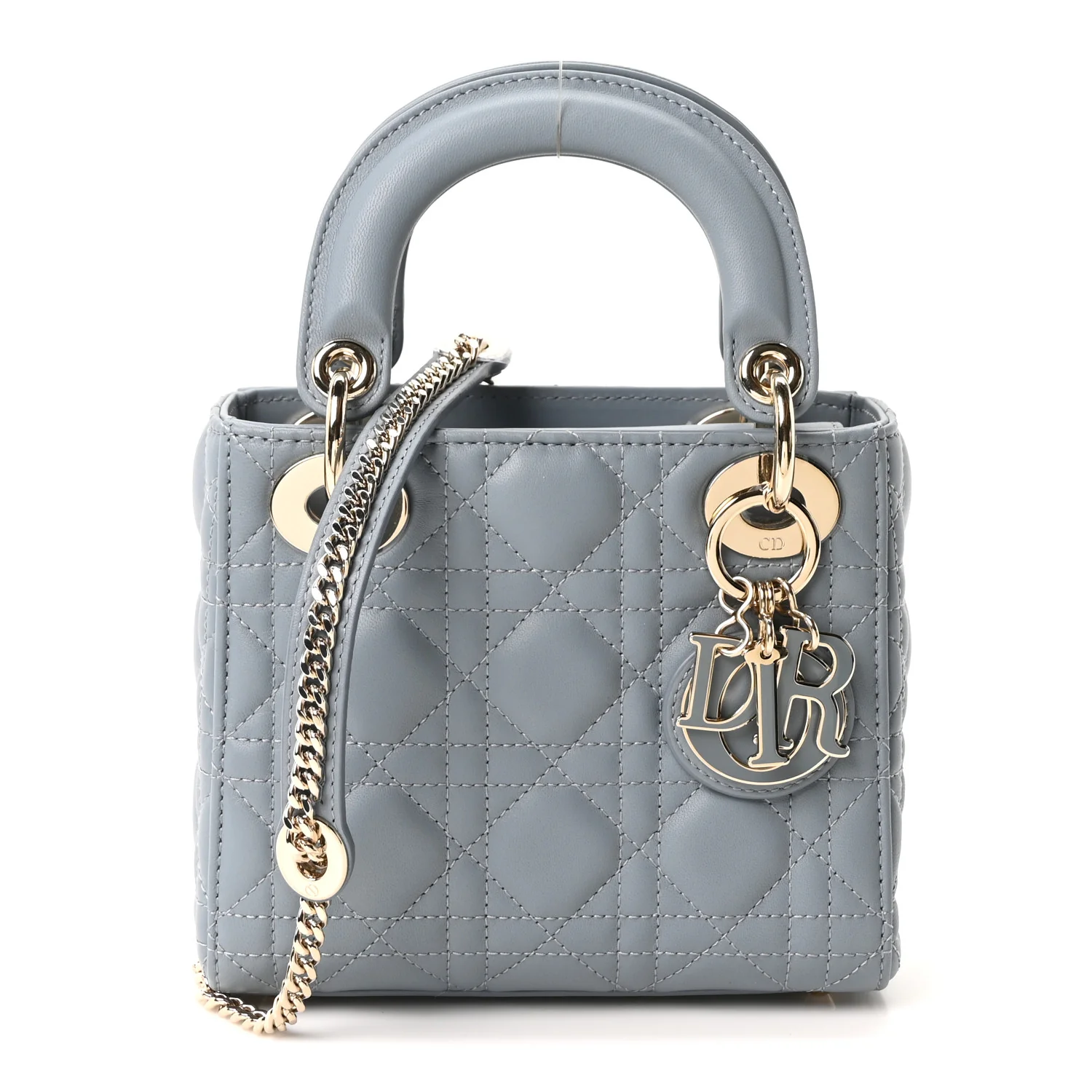 Lambskin Cannage Mini Lady Dior Cloud Blue