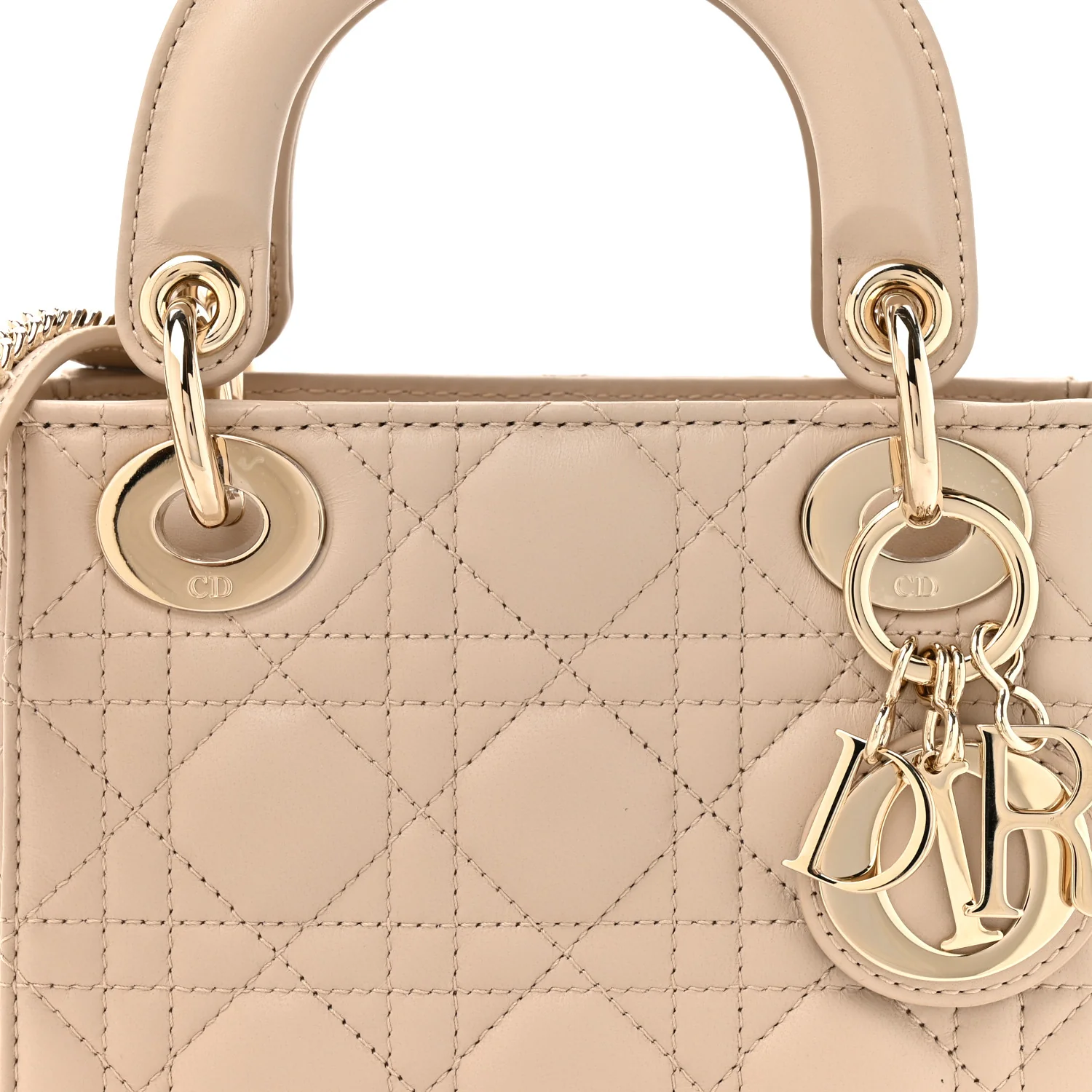Lambskin Cannage Mini Lady Dior Powder Beige - Image 8