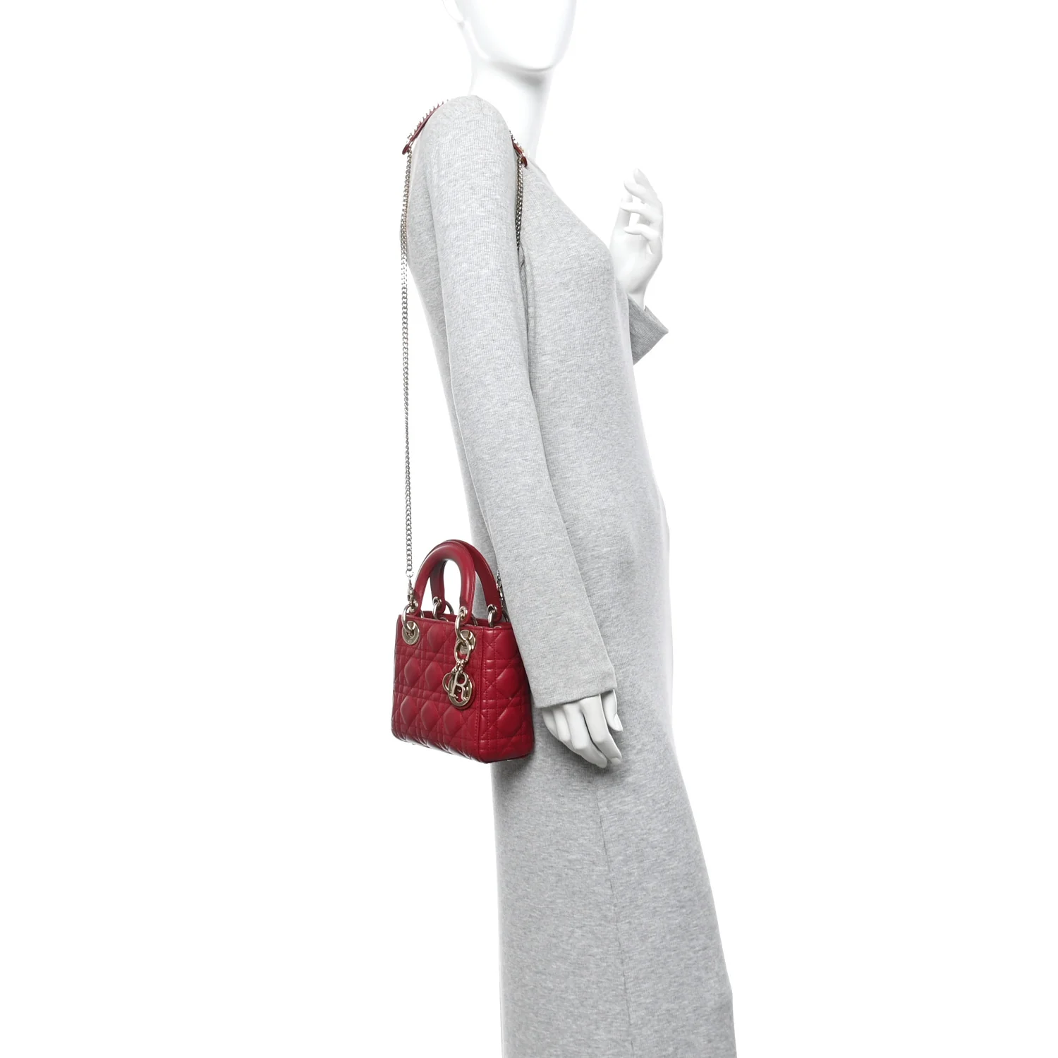 Lambskin Cannage Mini Lady Dior Red - Image 2