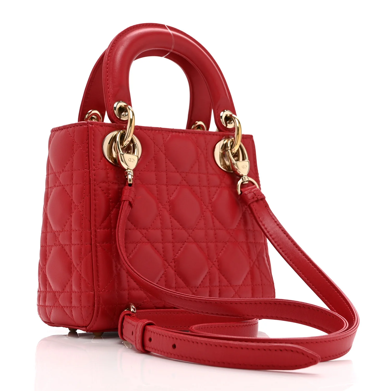 Lambskin Cannage Mini Lady Dior Red - Image 3