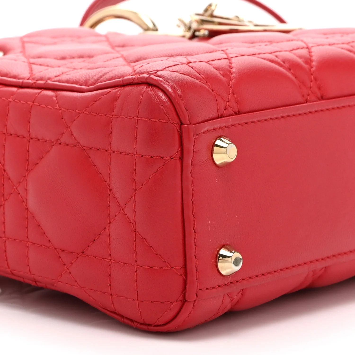 Lambskin Cannage Mini Lady Dior Red - Image 9