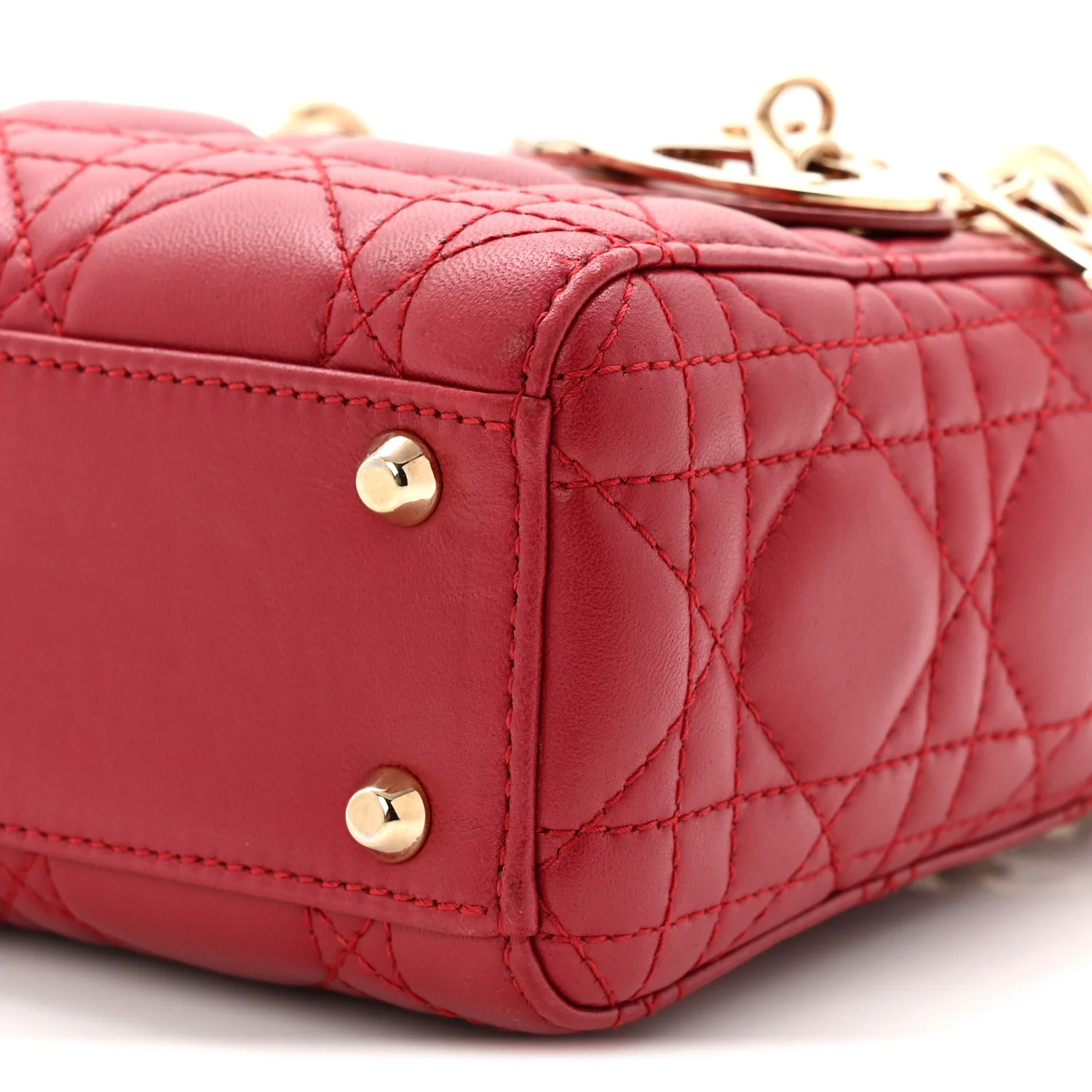 Lambskin Cannage Mini Lady Dior Red - Image 10