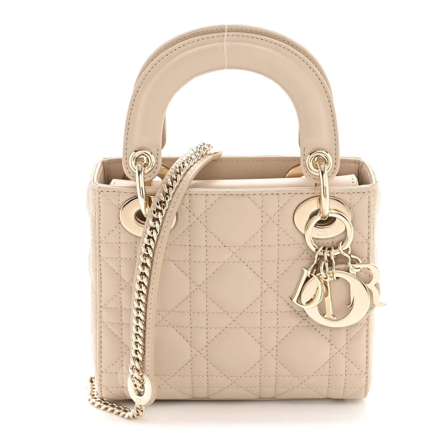 Lambskin Cannage Mini Lady Dior Sand