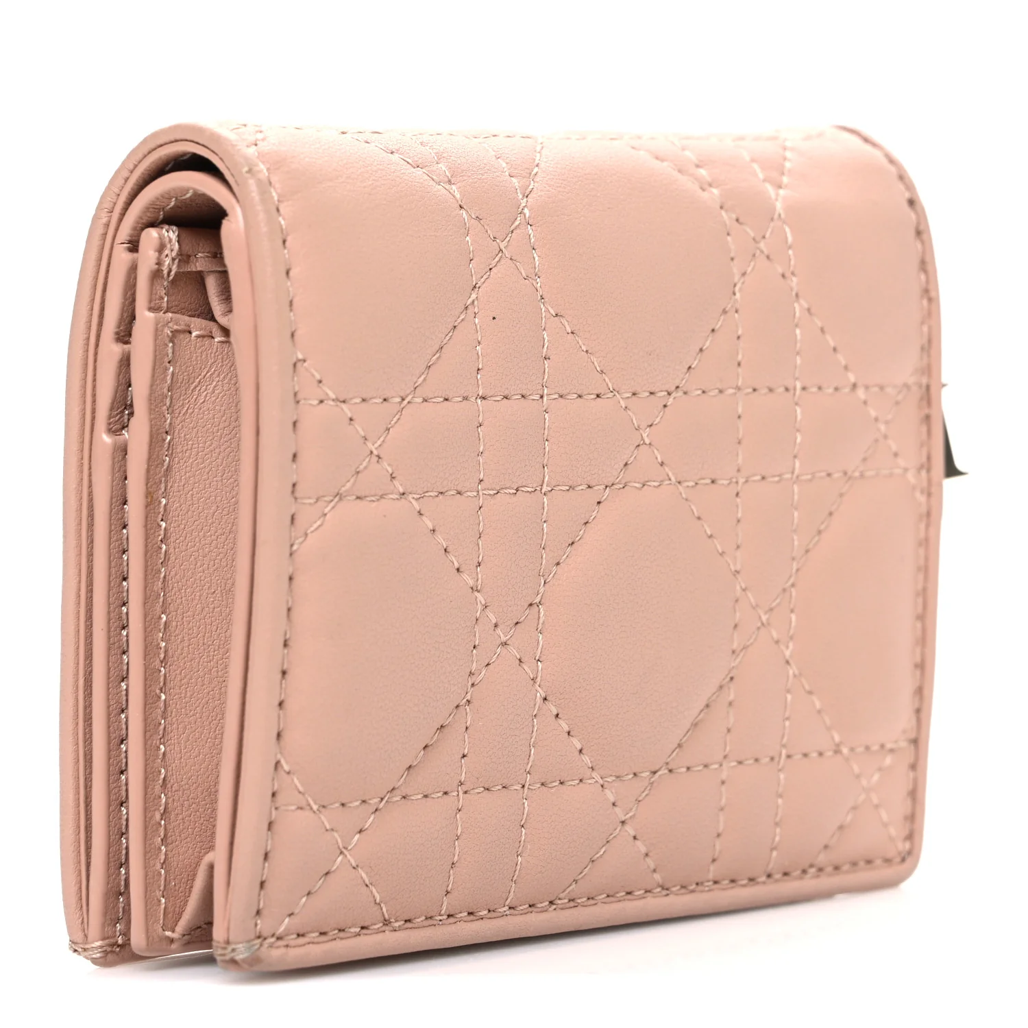 Lambskin Cannage Mini Lady Dior Wallet Rose Des Vents - Image 3