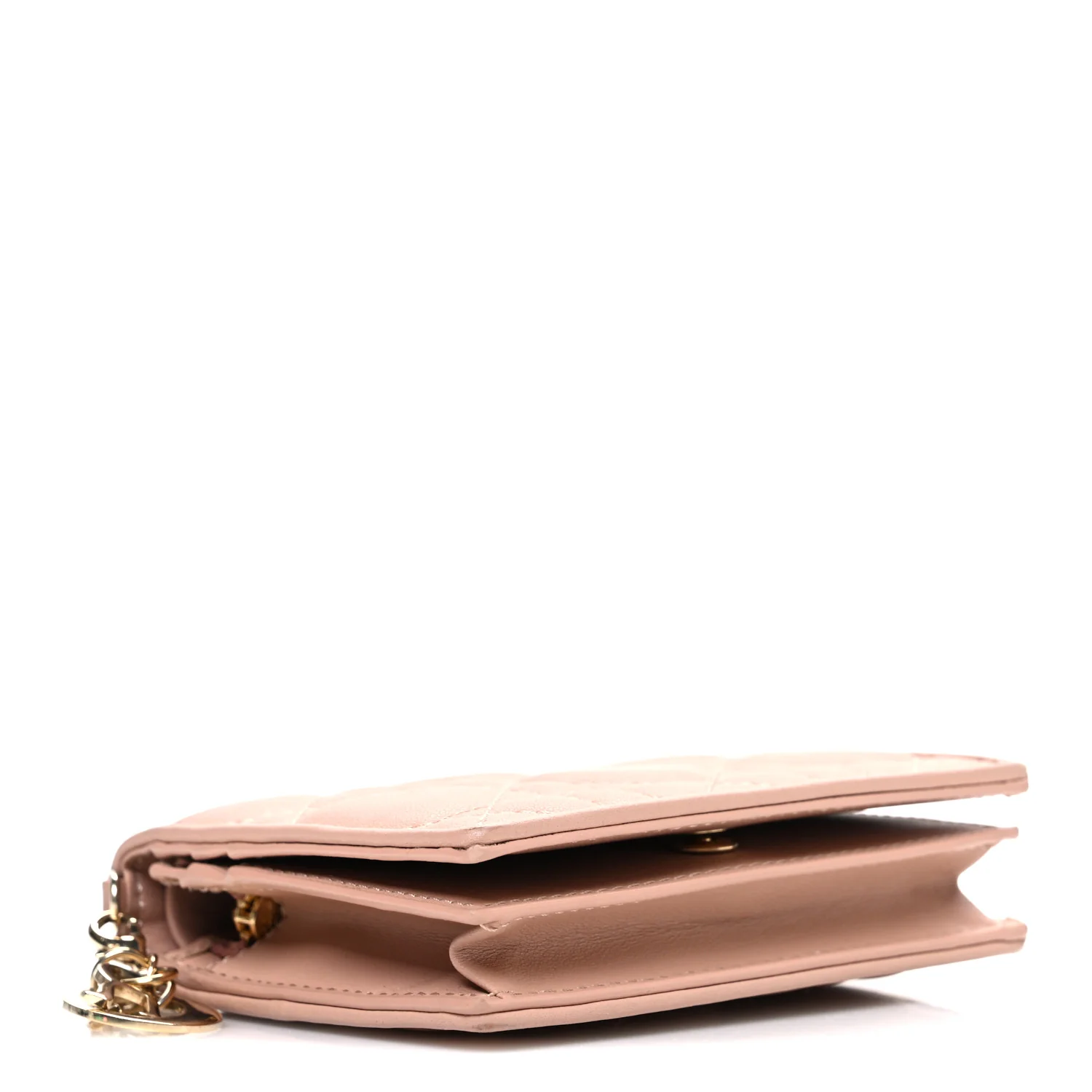 Lambskin Cannage Mini Lady Dior Wallet Rose Des Vents - Image 4