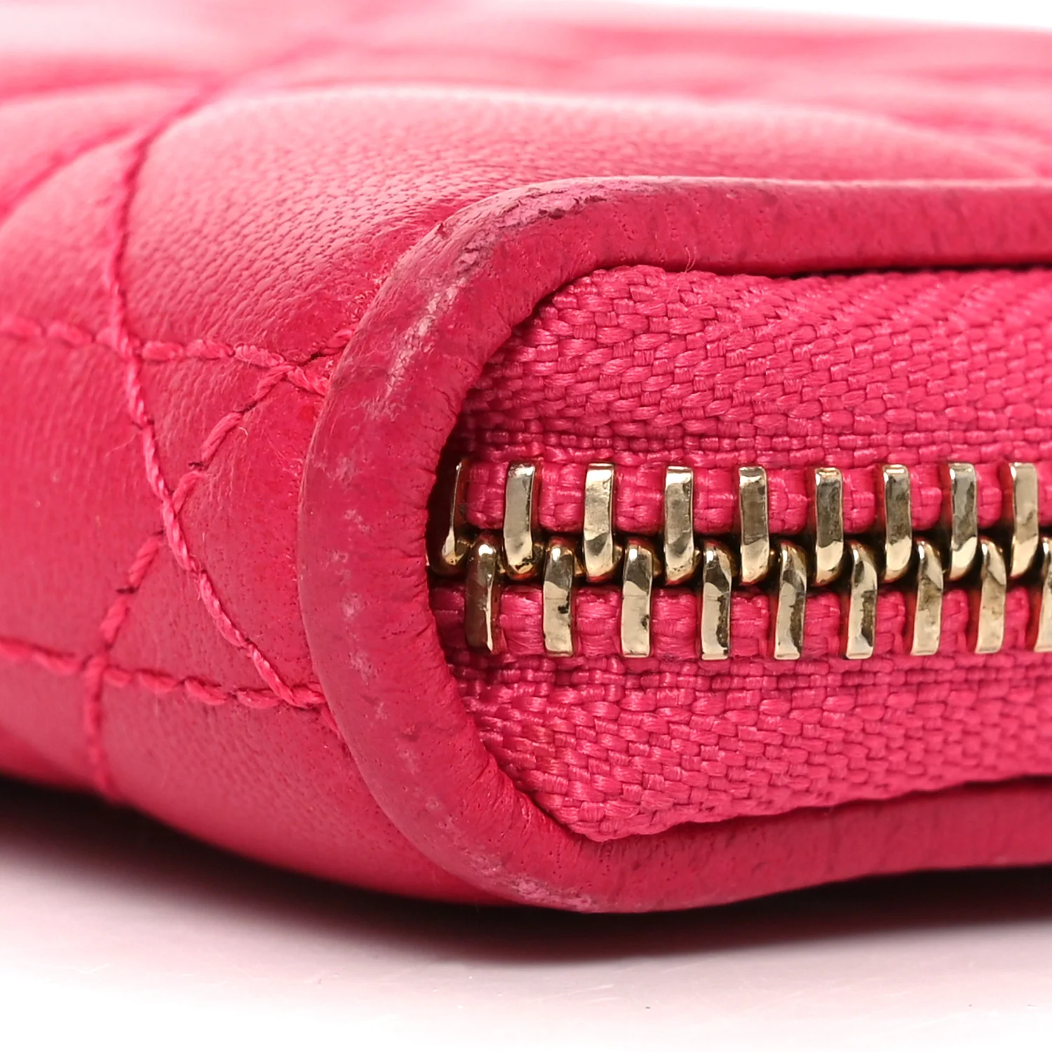 Lambskin Cannage Mini Lady Dior Zip Portemonnaie Fuchsia - Image 9