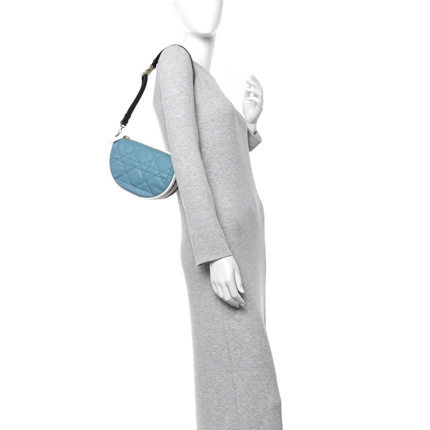 Lambskin Cannage Small Dior Vibe Hobo Bag Cloud Blue - Image 2