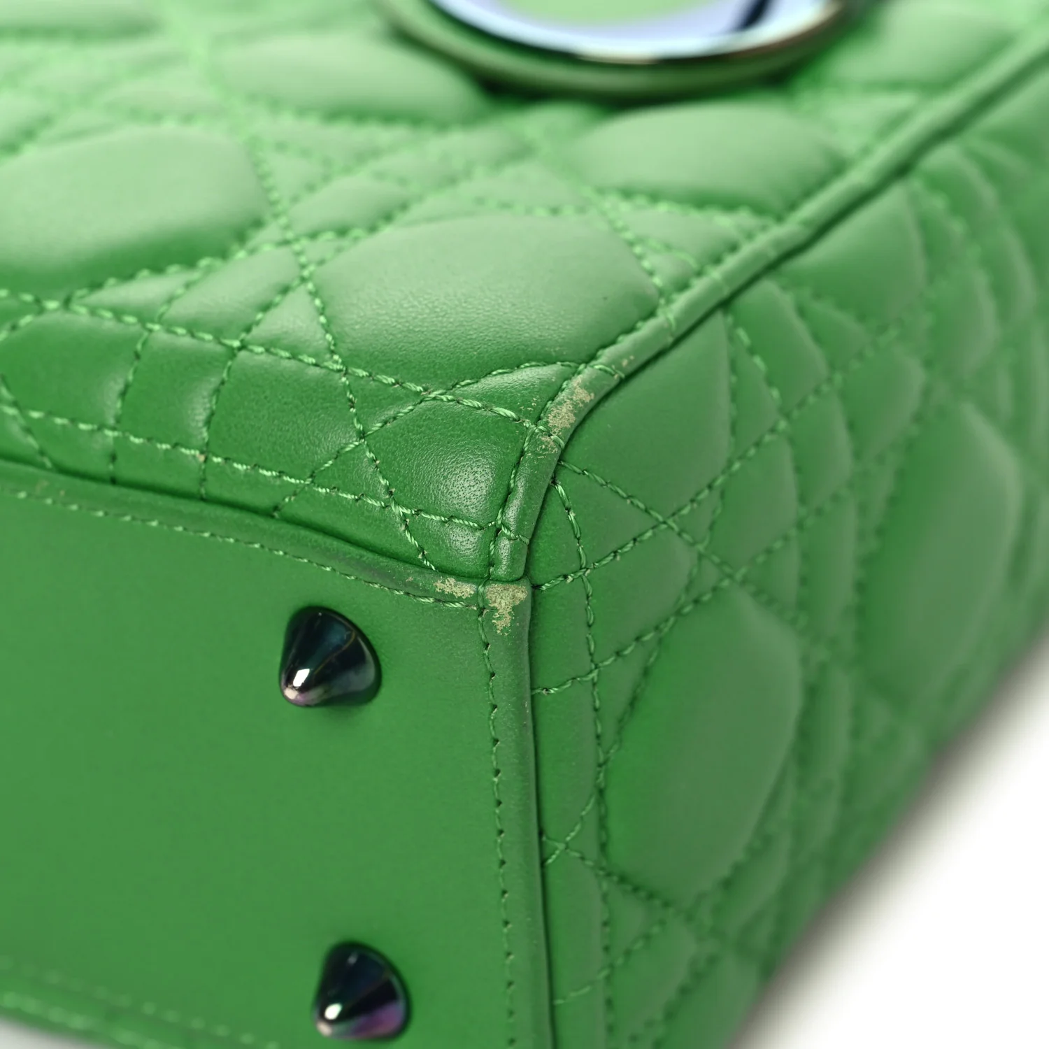 Lambskin Cannage Small Lady Dior Bright Green - Image 10