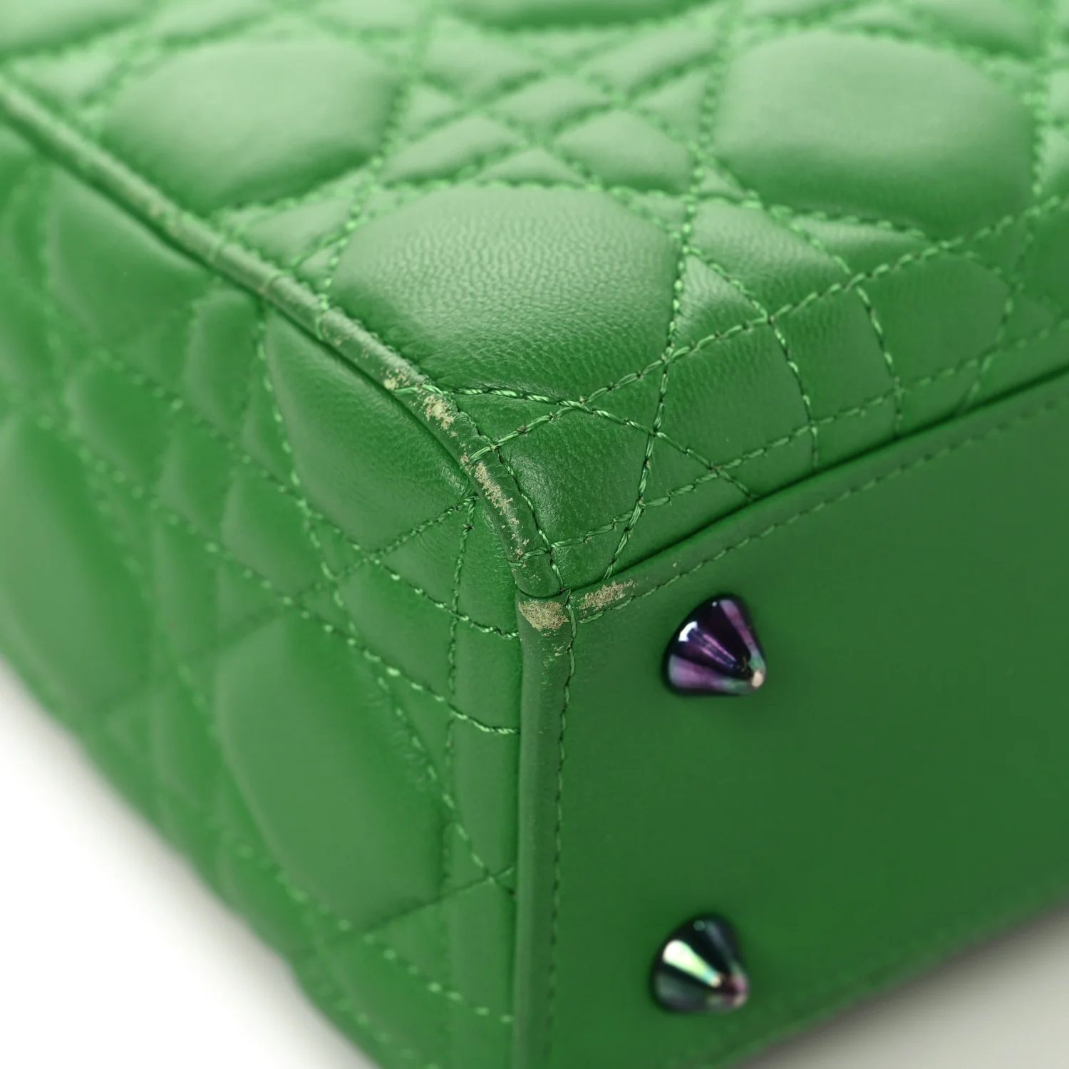 Lambskin Cannage Small Lady Dior Bright Green - Image 11