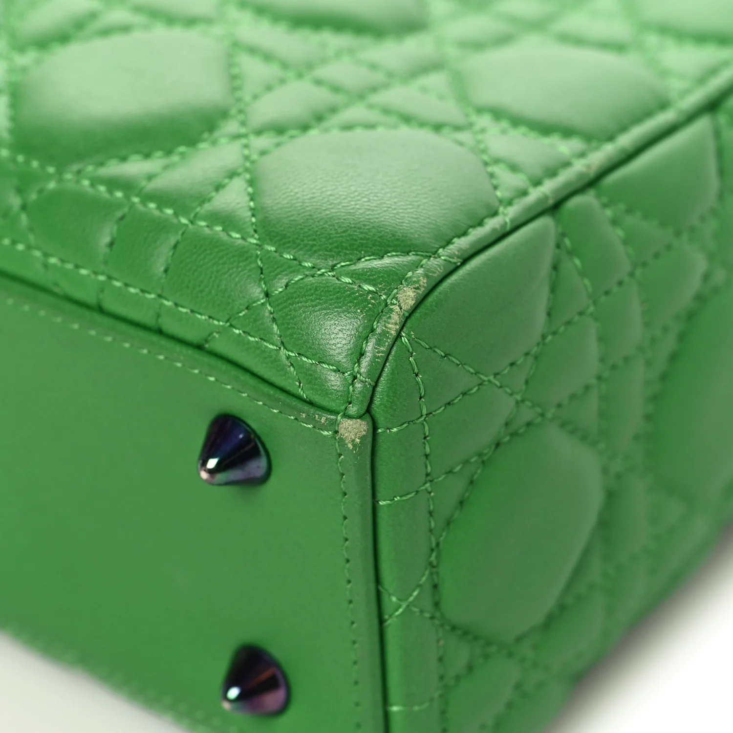 Lambskin Cannage Small Lady Dior Bright Green - Image 12