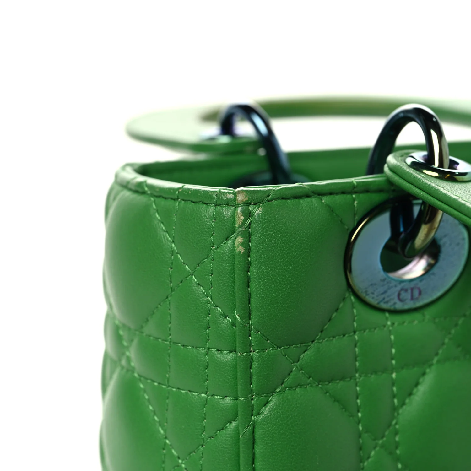 Lambskin Cannage Small Lady Dior Bright Green - Image 15