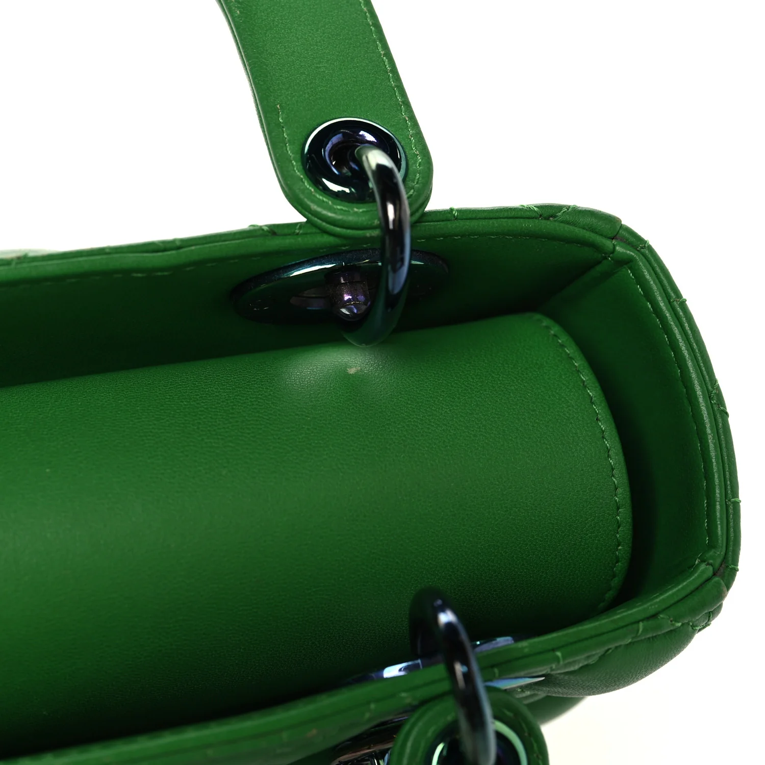 Lambskin Cannage Small Lady Dior Bright Green - Image 17