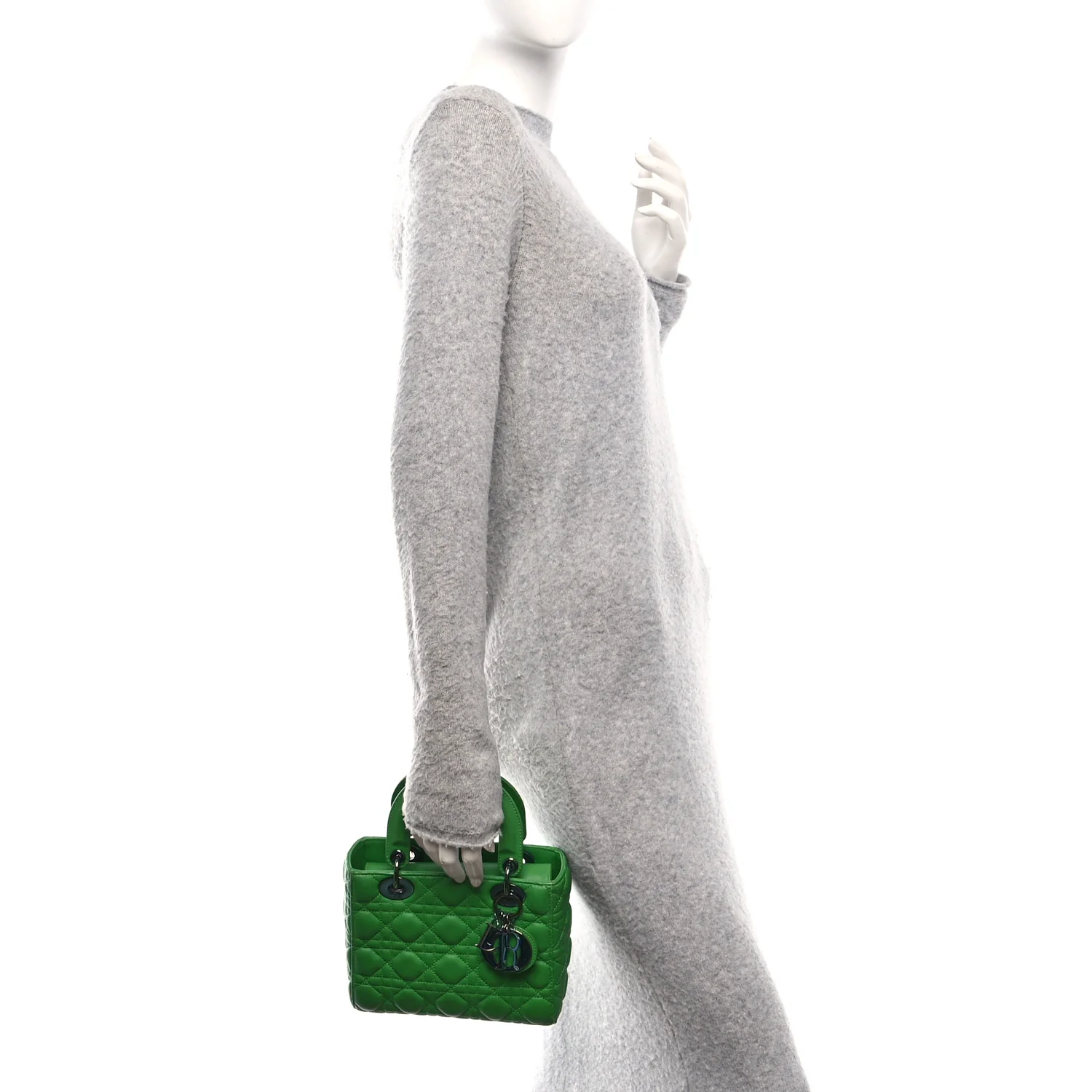 Lambskin Cannage Small Lady Dior Bright Green - Image 2