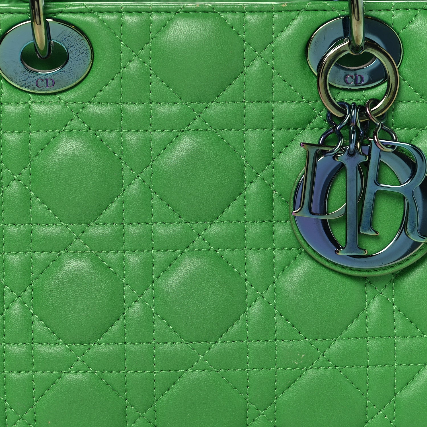 Lambskin Cannage Small Lady Dior Bright Green - Image 8