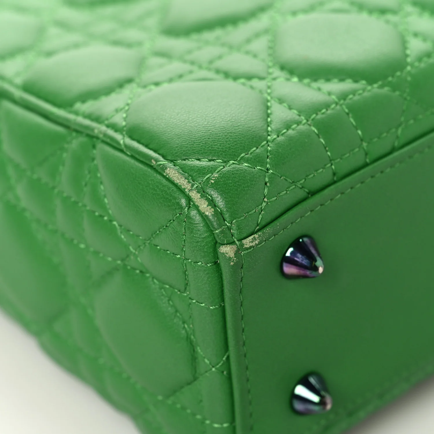 Lambskin Cannage Small Lady Dior Bright Green - Image 9