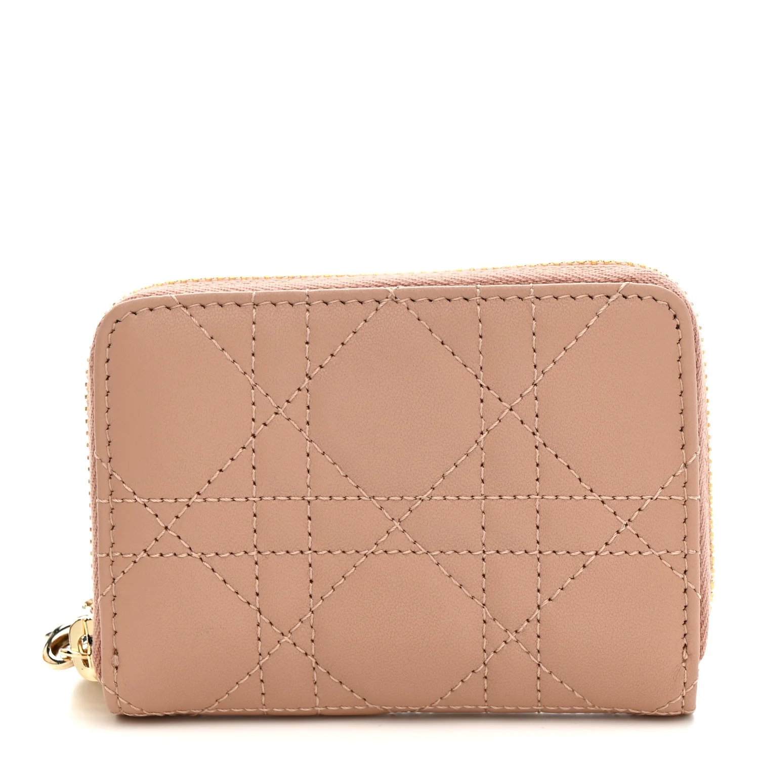 Lambskin Cannage Small Lady Dior Voyageur Coin Purse Rose Des Vents