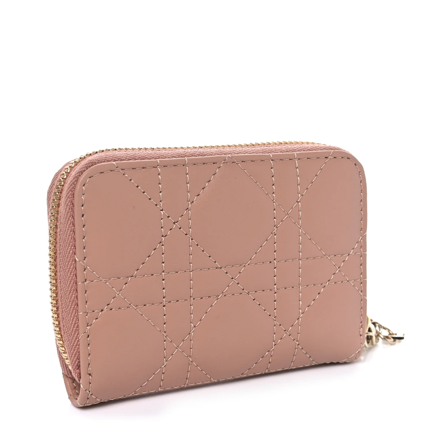 Lambskin Cannage Small Lady Dior Voyageur Coin Purse Rose Des Vents - Image 3