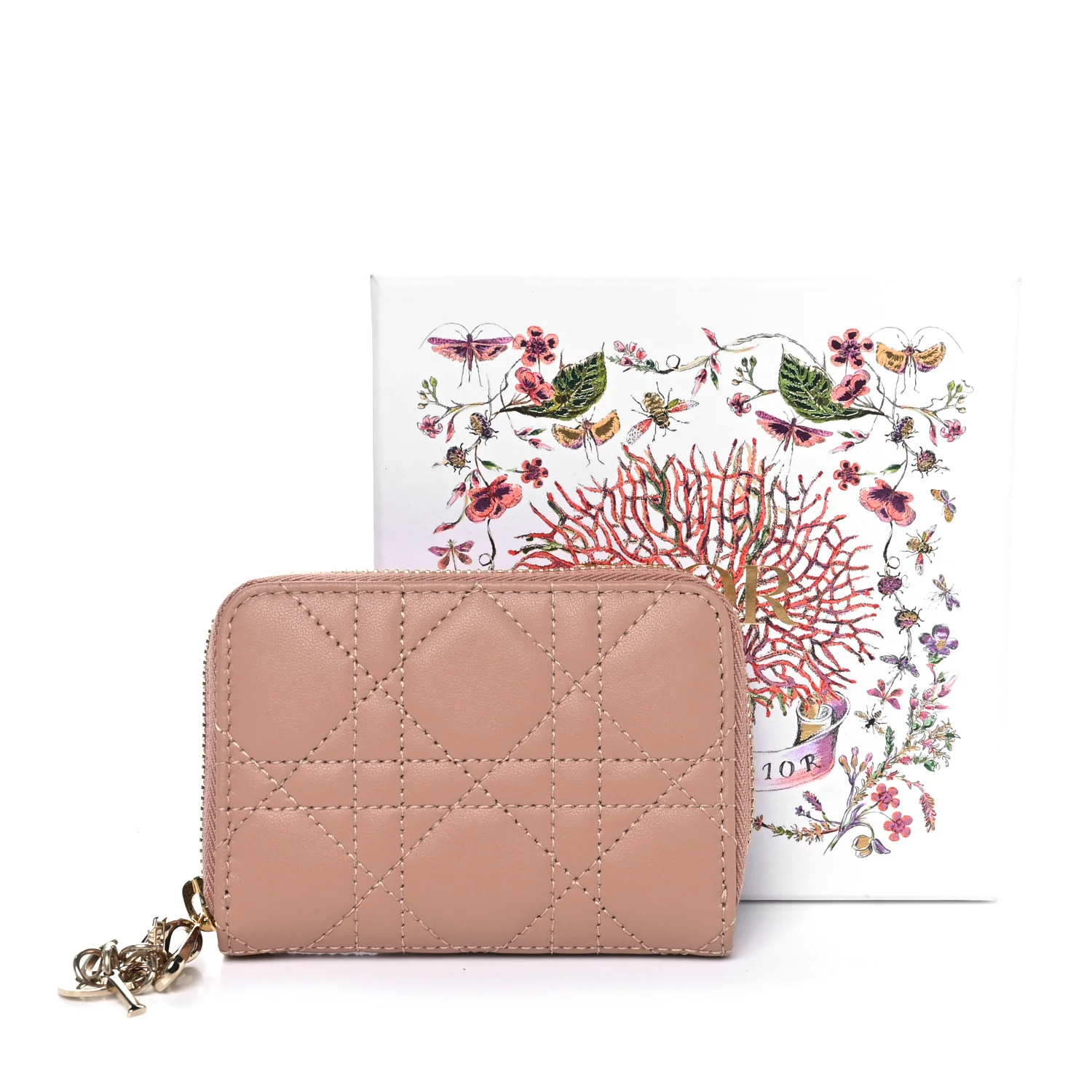 Lambskin Cannage Small Lady Dior Voyageur Coin Purse Rose Des Vents - Image 8