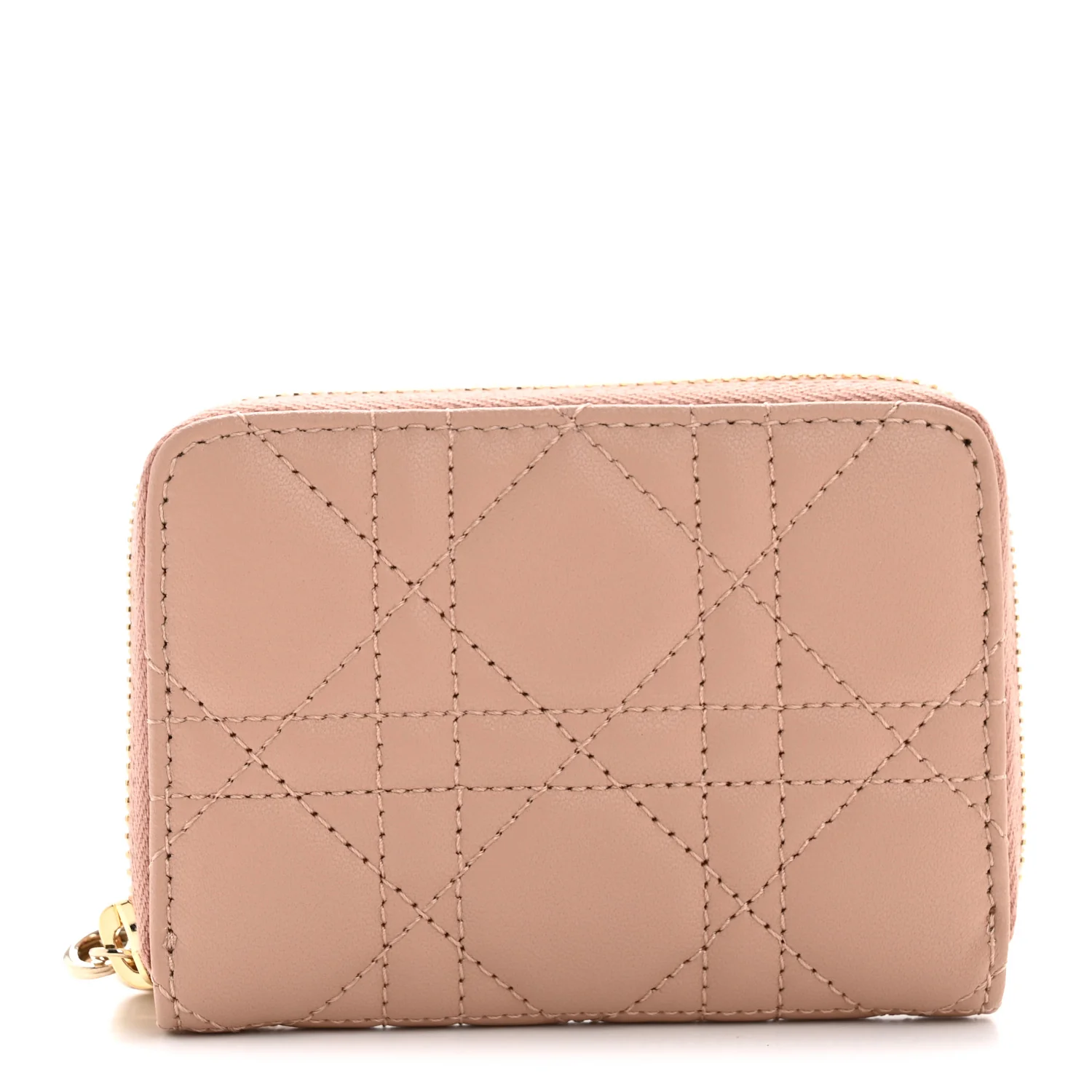 Lambskin Cannage Small Lady Dior Voyageur Coin Purse Rose Des Vents