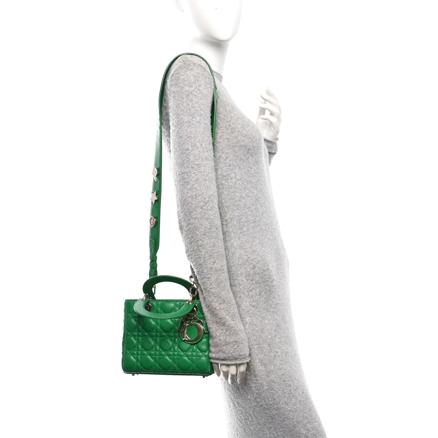 Lambskin Cannage Small Lucky Badges My Lady Dior Green - Image 2