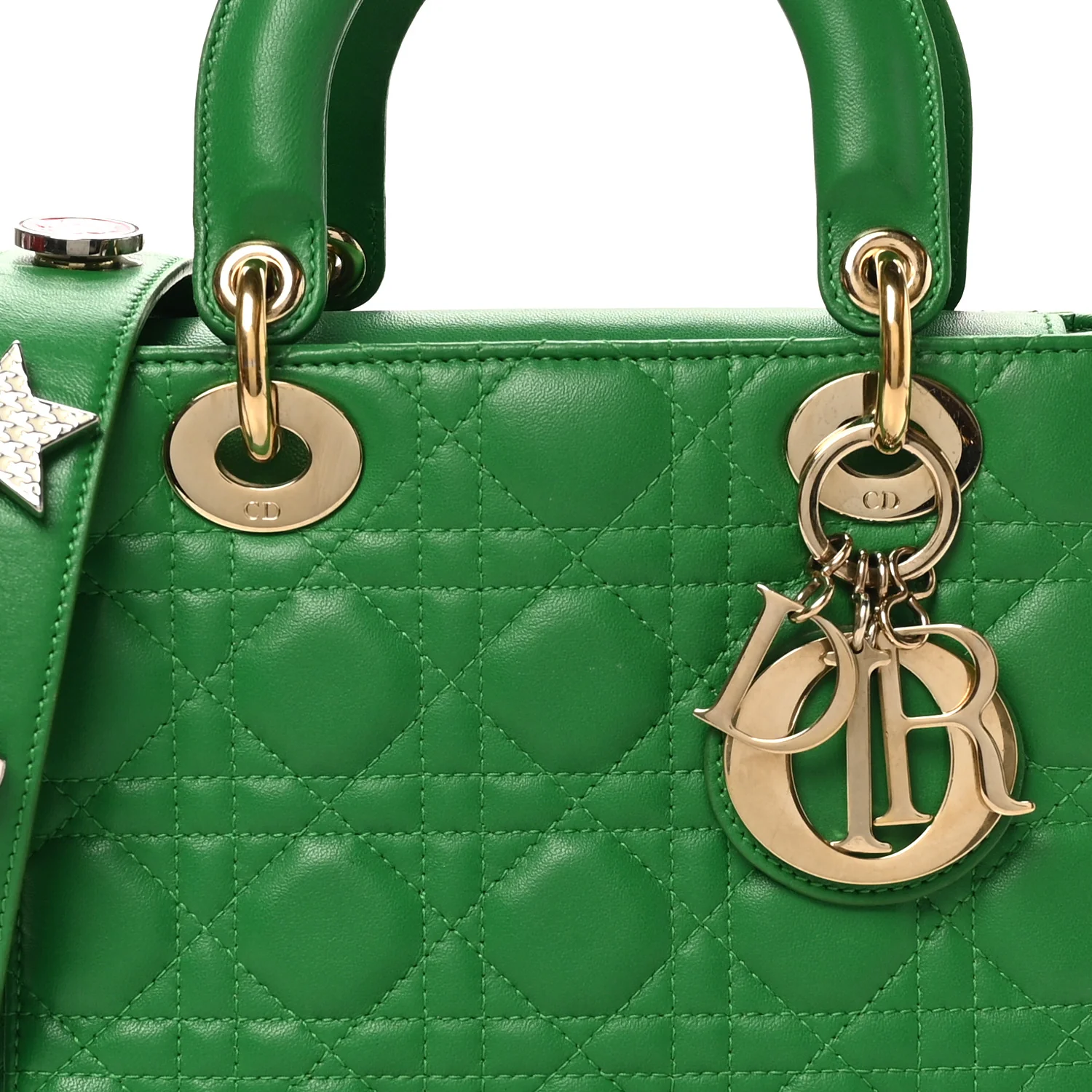 Lambskin Cannage Small Lucky Badges My Lady Dior Green - Image 7