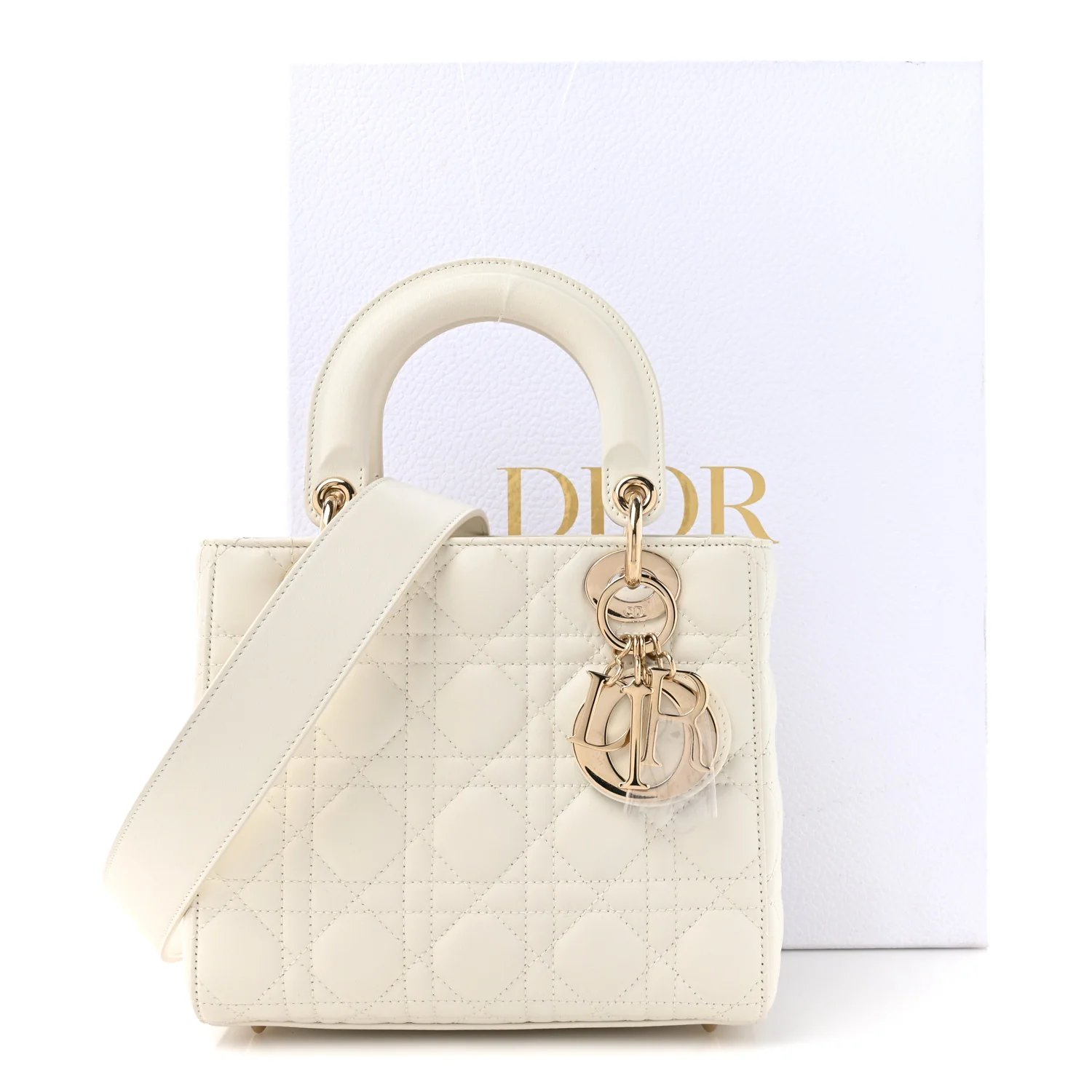 Lambskin Cannage Small My ABCDior Lady Dior White - Image 11