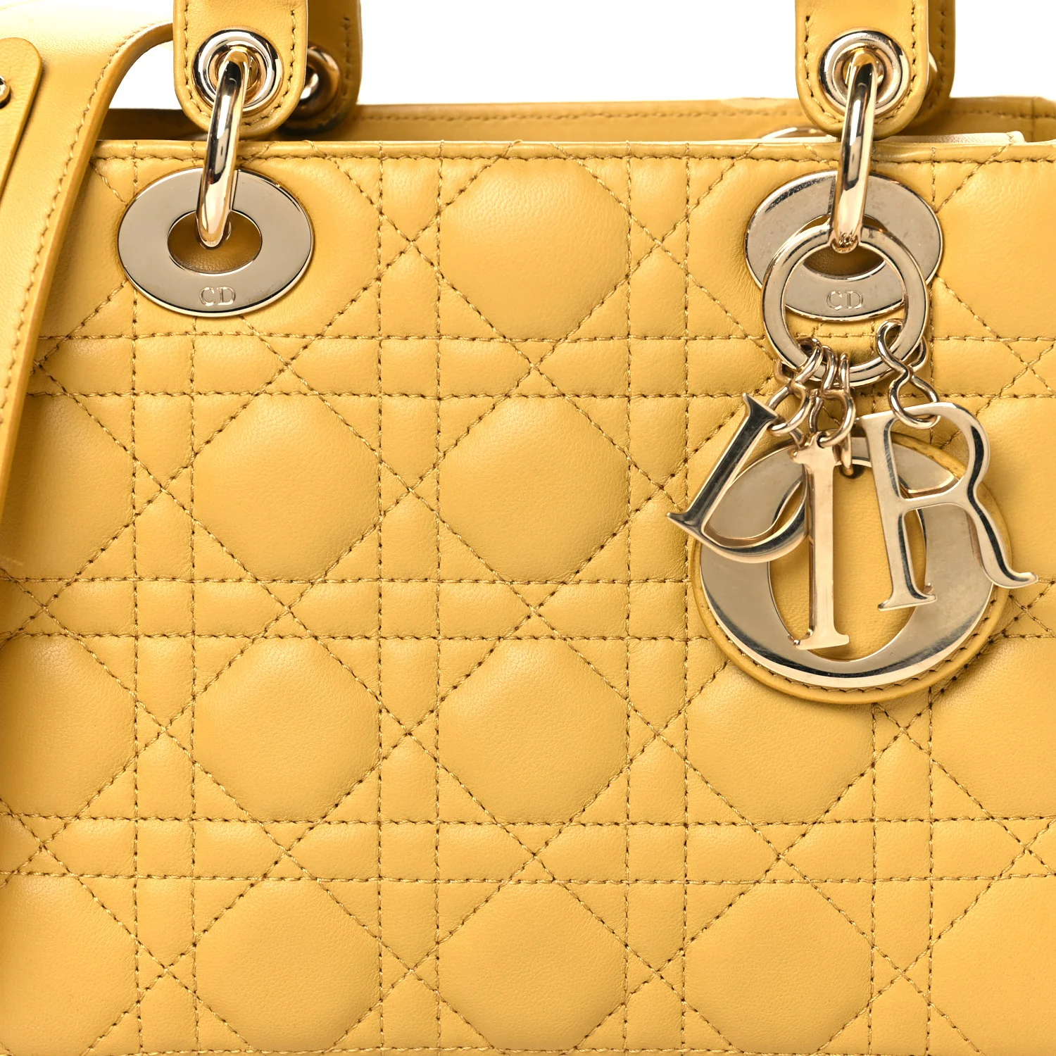 Lambskin Cannage Small My ABCDior Lady Dior Yellow - Image 8