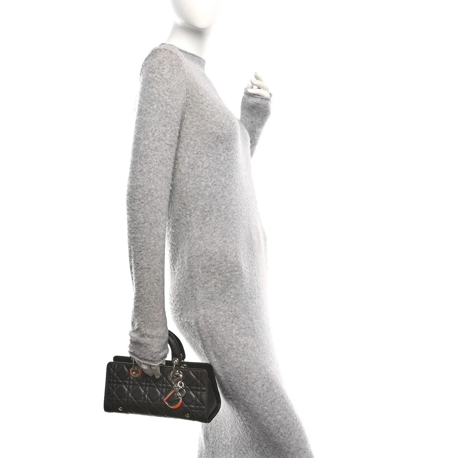 Lambskin Cannage Stitched Small East West Lady Dior Marron Fonce - Image 2