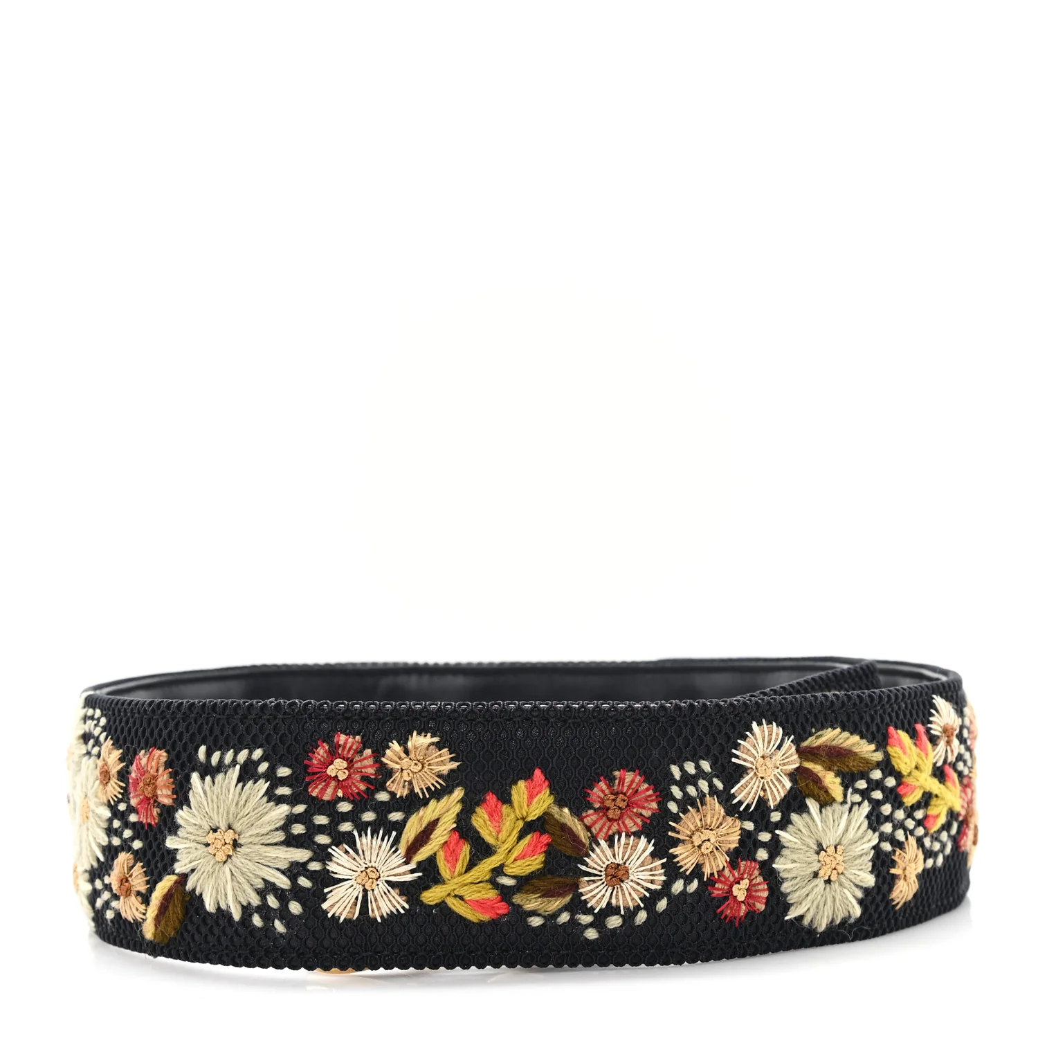 Lambskin Canvas Embroidered Floral Shoulder Strap Black Multicolor - Image 2