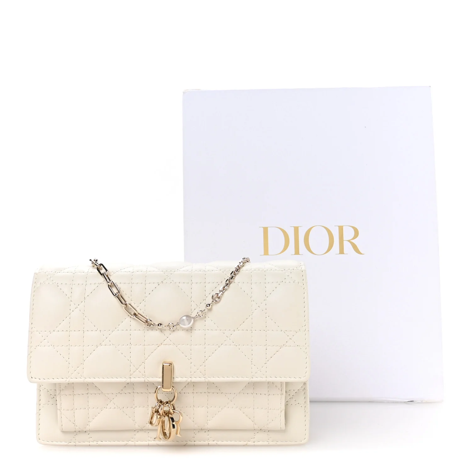 Lambskin Chain Lady Dior Chain Pouch Latte - Image 11
