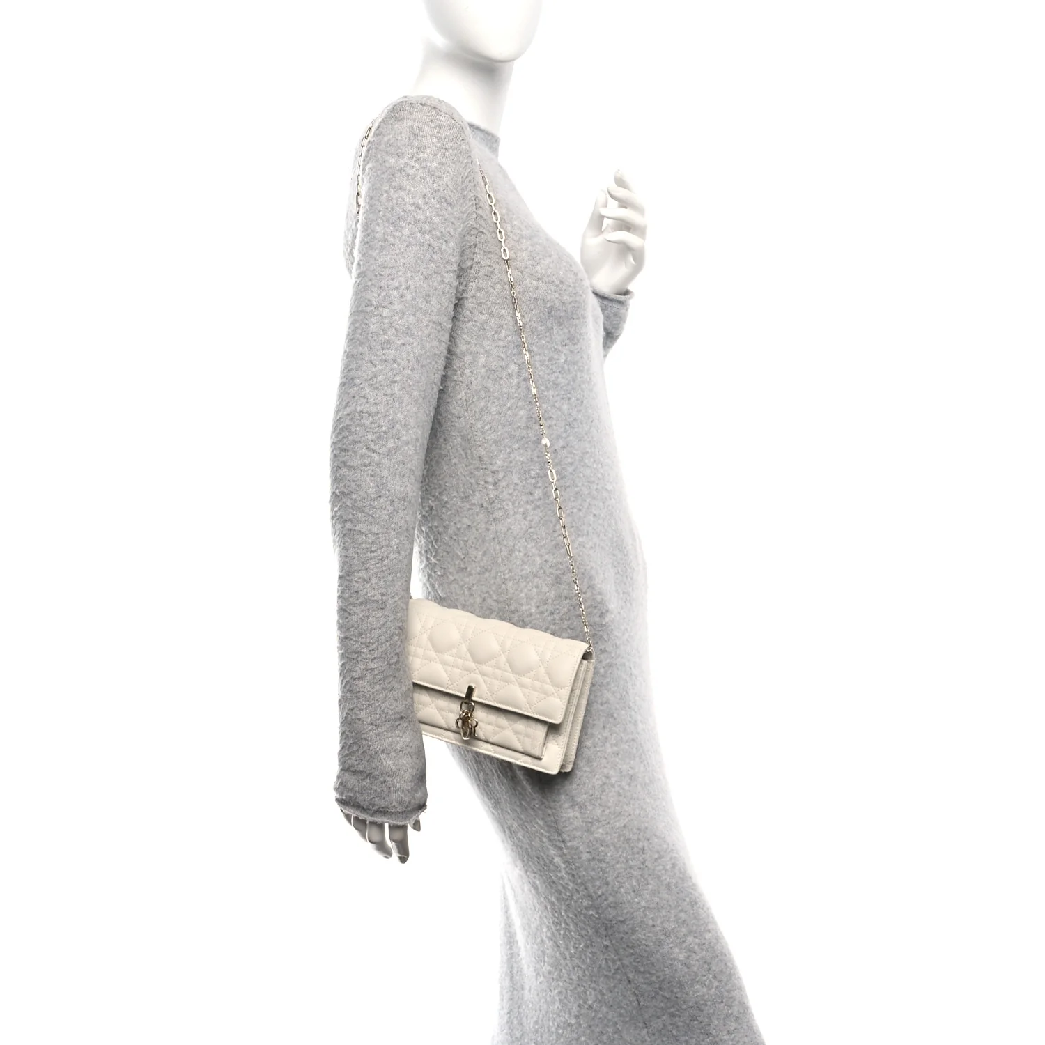 Lambskin Chain Lady Dior Chain Pouch Latte - Image 2