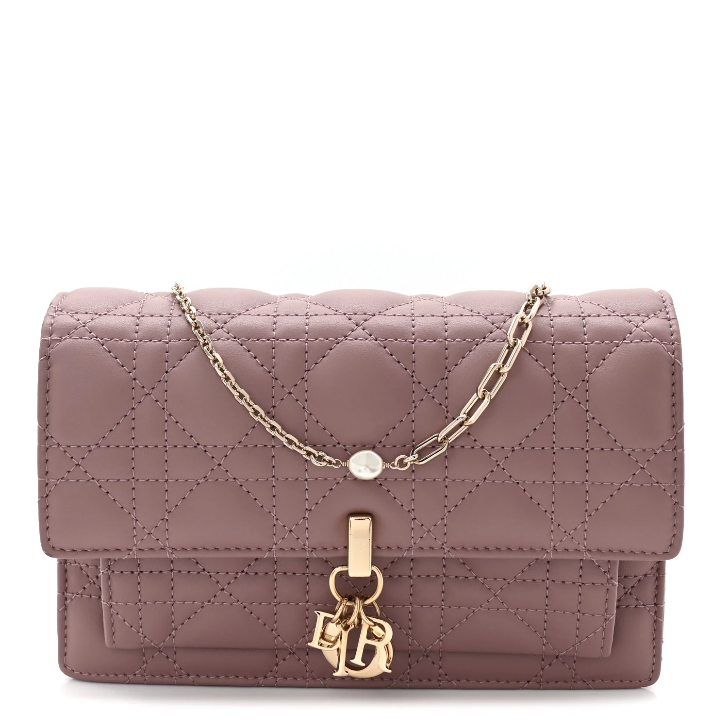 Lambskin Chain Lady Dior Chain Pouch Purple