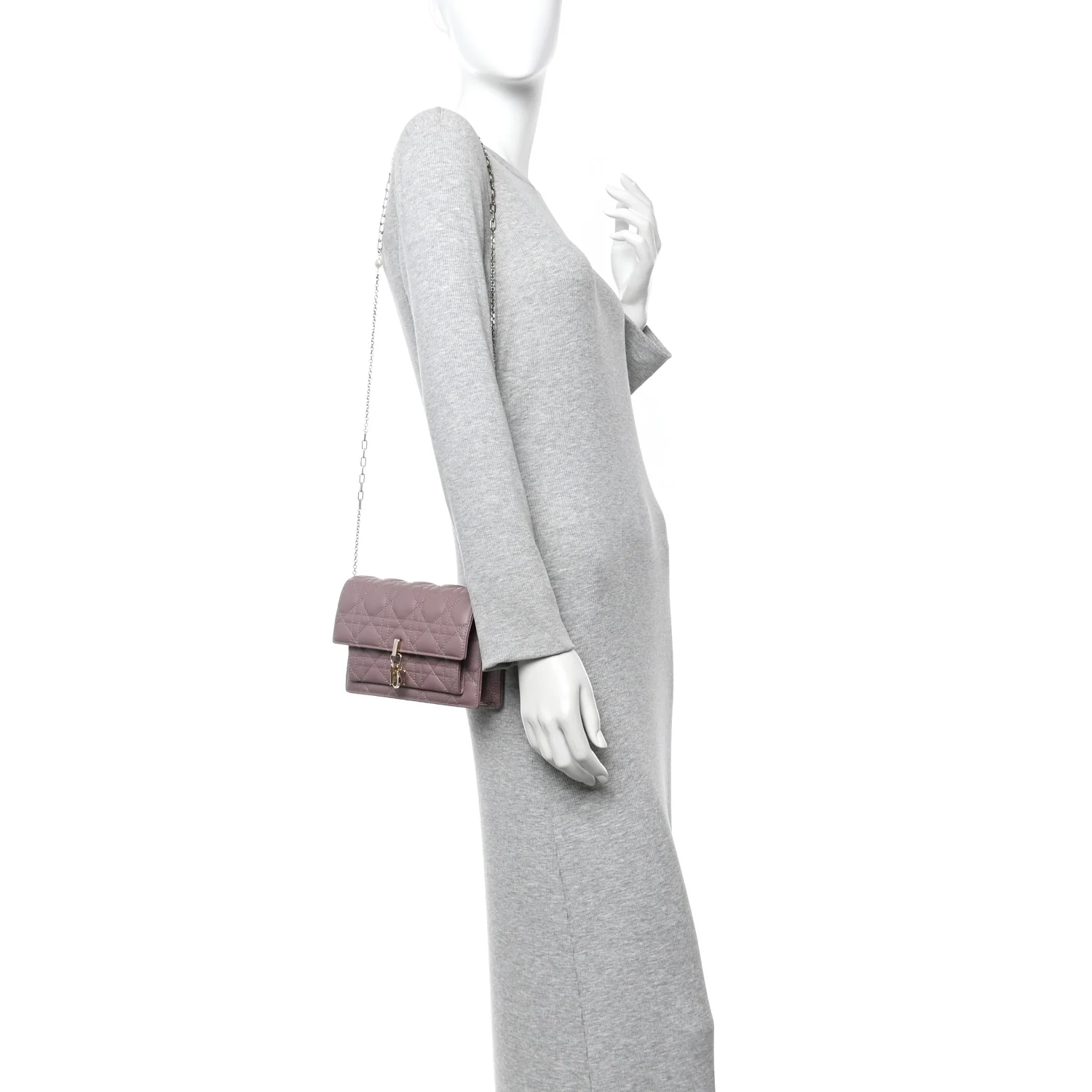 Lambskin Chain Lady Dior Chain Pouch Purple - Image 2