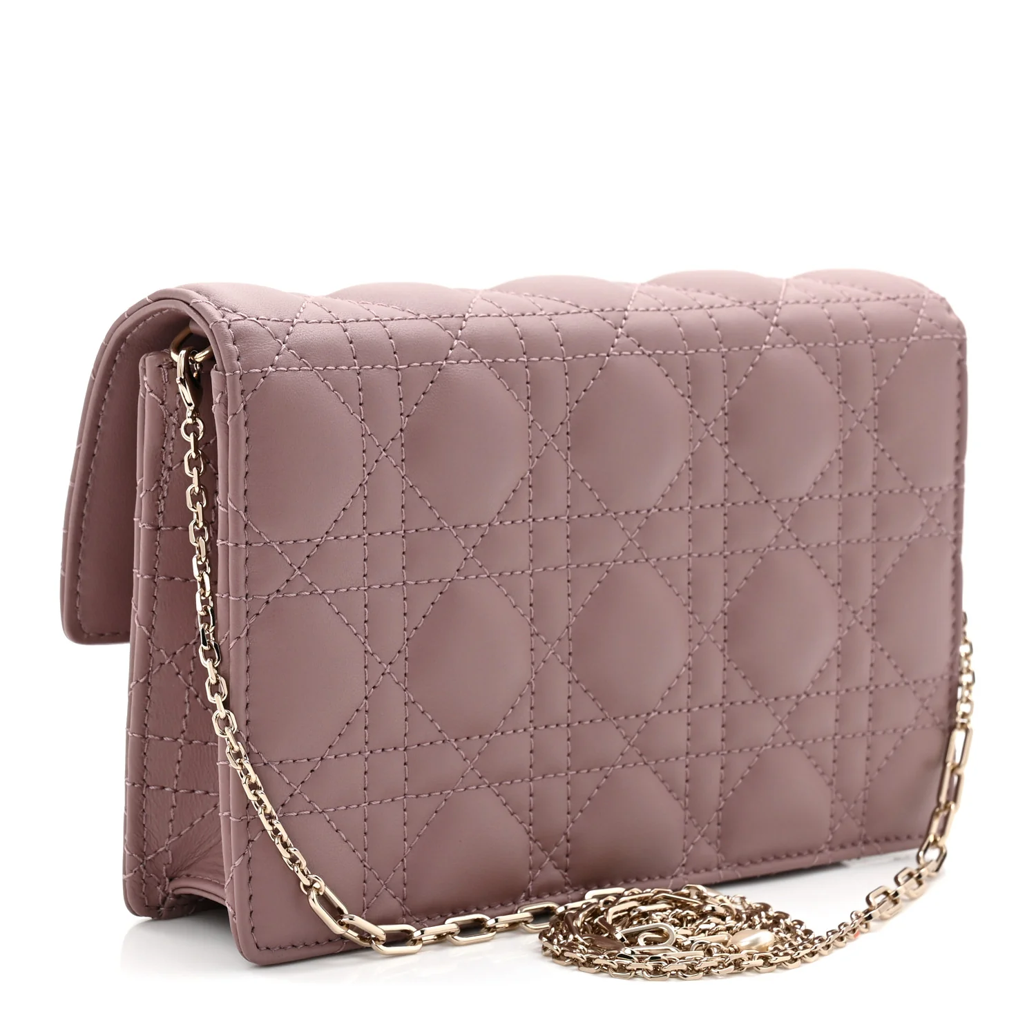 Lambskin Chain Lady Dior Chain Pouch Purple - Image 3