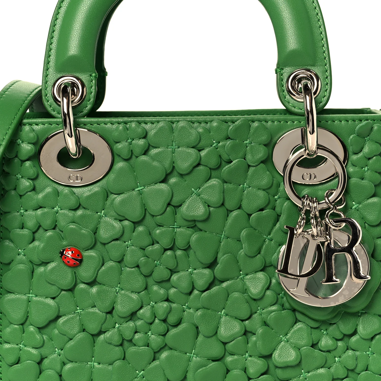 Lambskin Clover Allover Embroidered Mini Lady Dior Lucky Green - Image 8