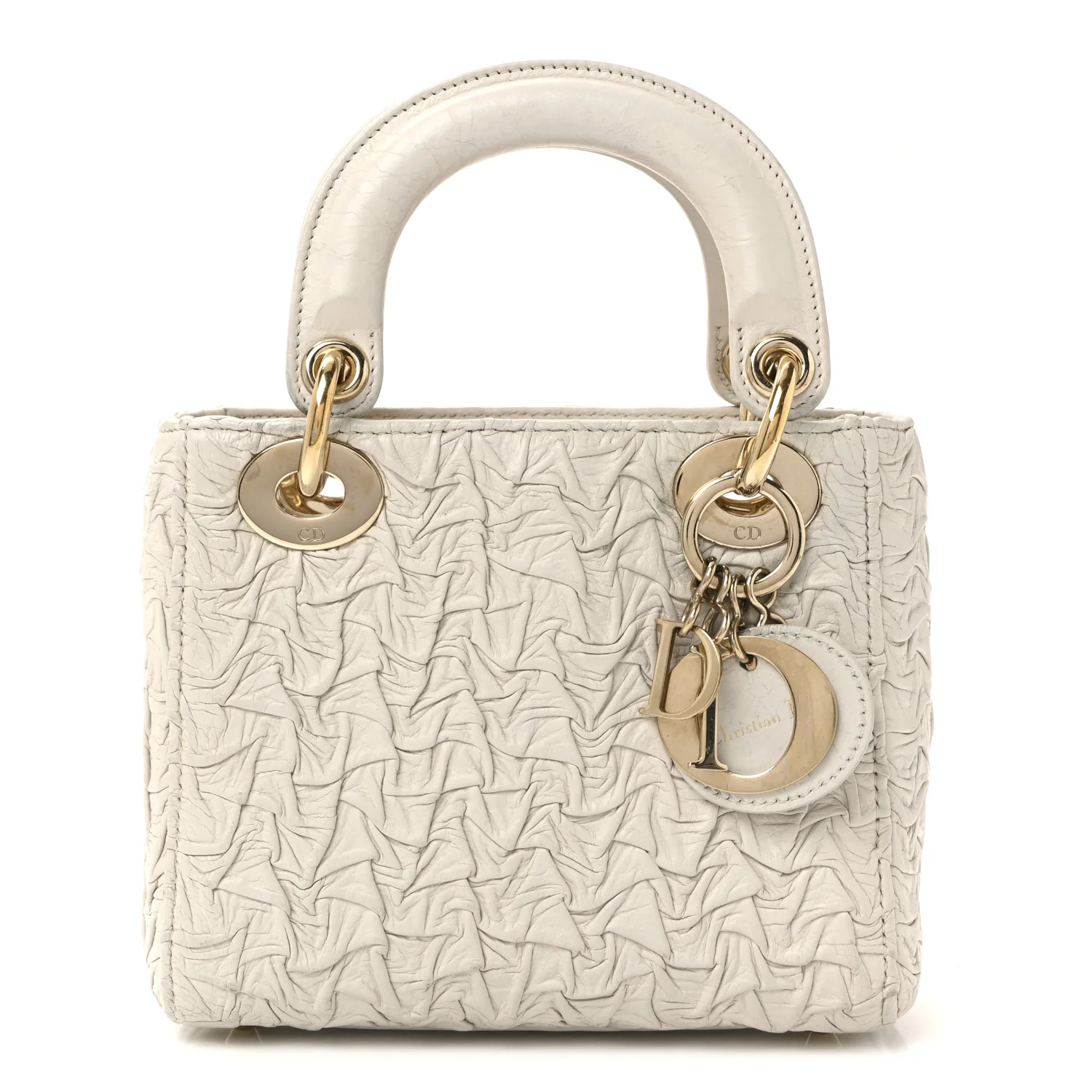 Lambskin Gathered Mini Lady Dior White
