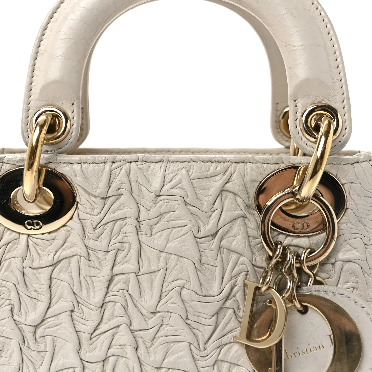 Lambskin Gathered Mini Lady Dior White - Image 7