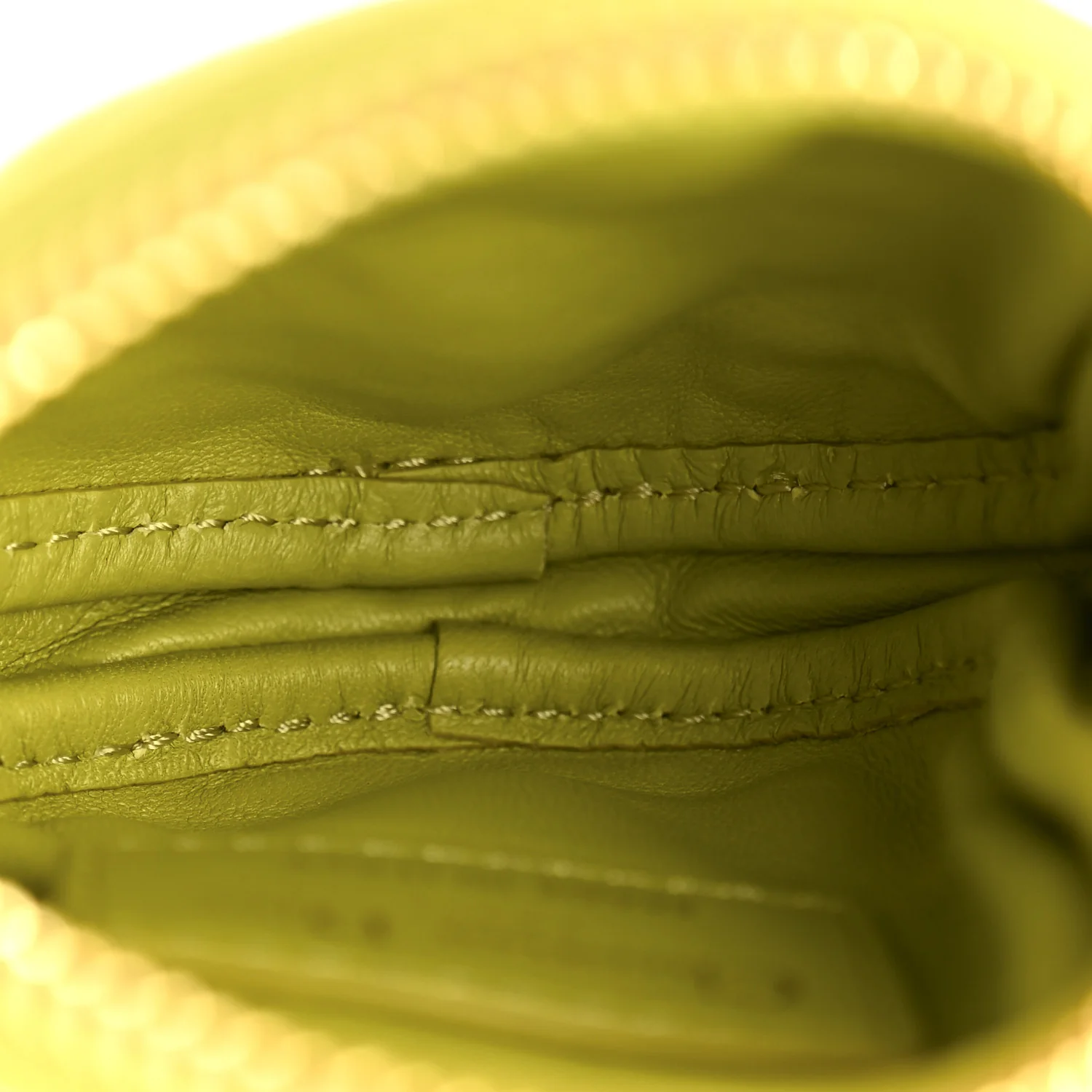 Lambskin Mini Cannage Round Caro Crossbody Pouch Lime - Image 5